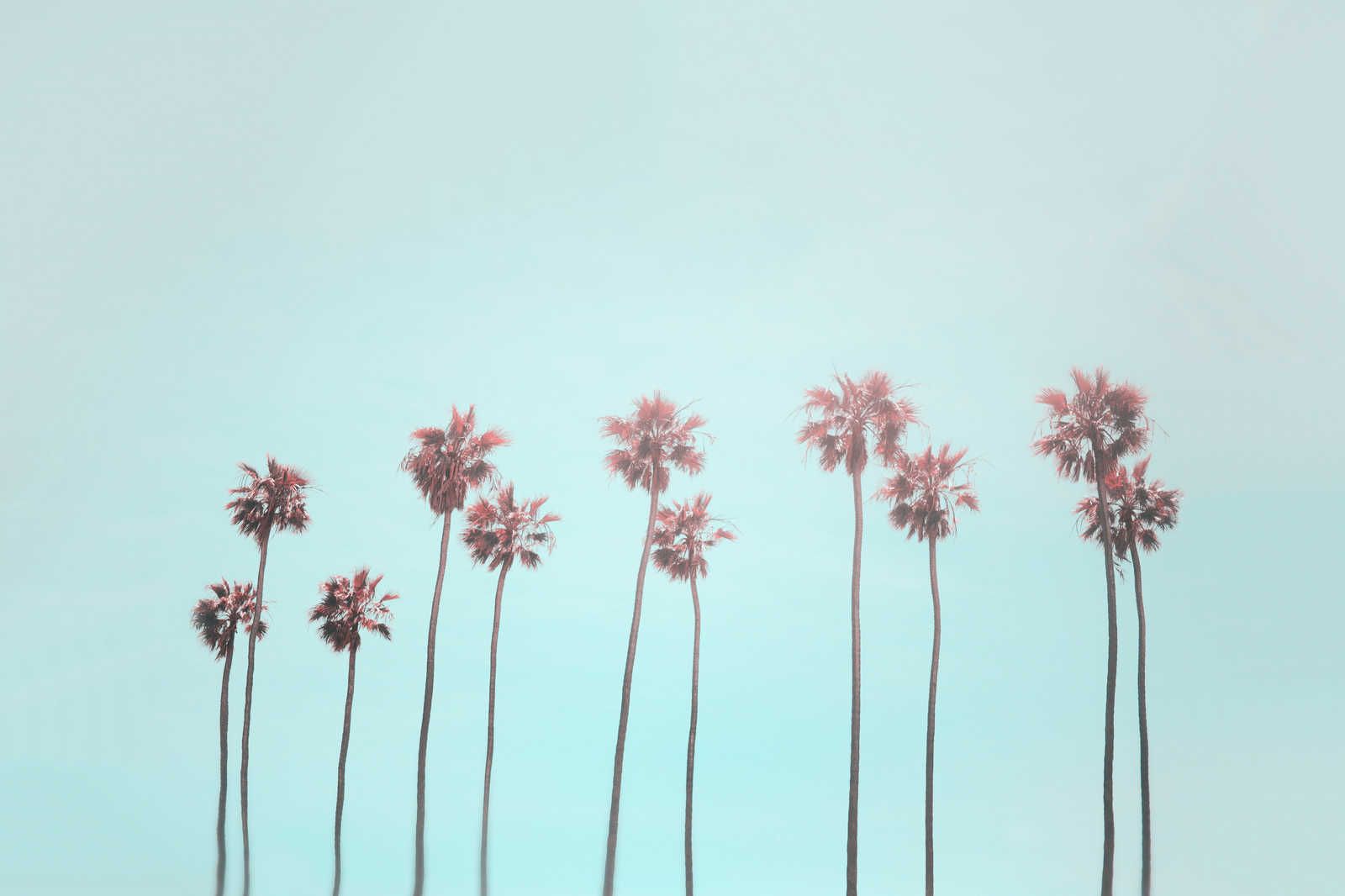             Tableau toile Palmiers & ciel pour une ambiance de plage en turquoise & rose - 0,90 m x 0,60 m
        
