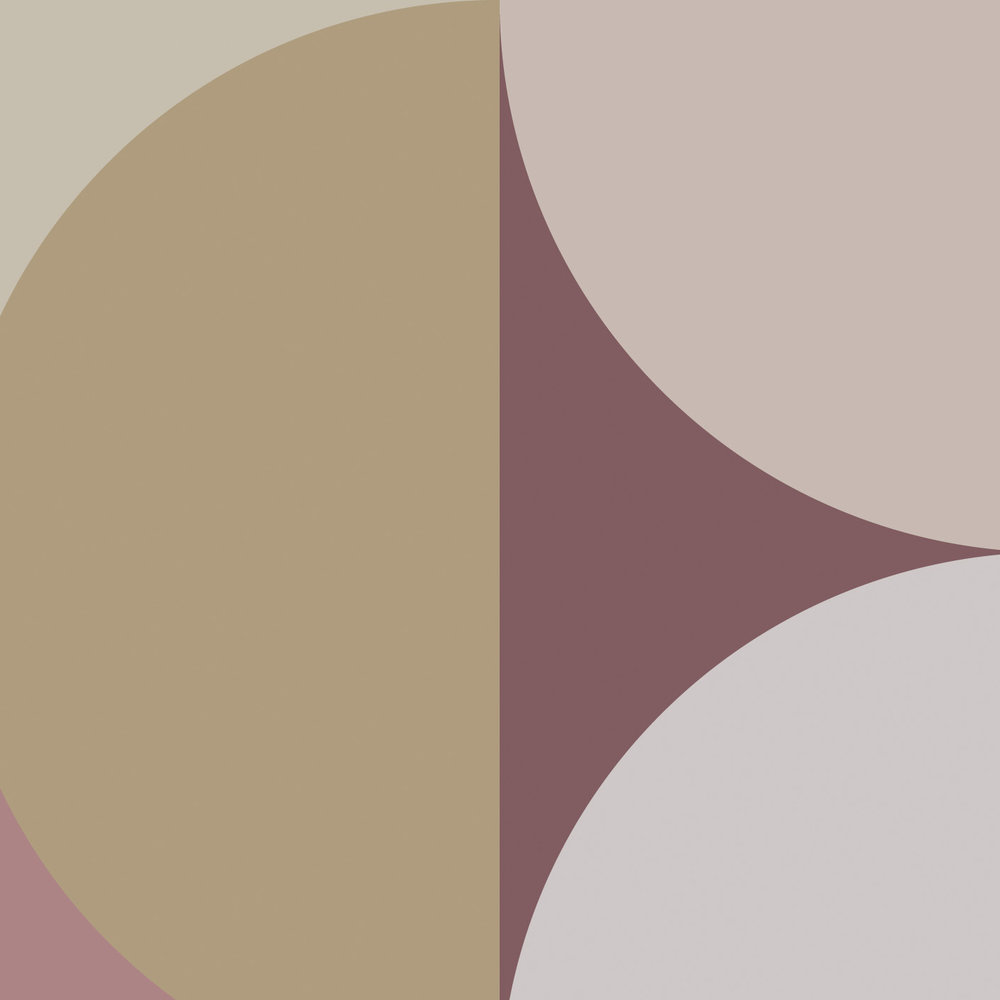             Graphic Semi-Circle Pattern Wallpaper in Retro 70s Style - Beige, Pink
        
