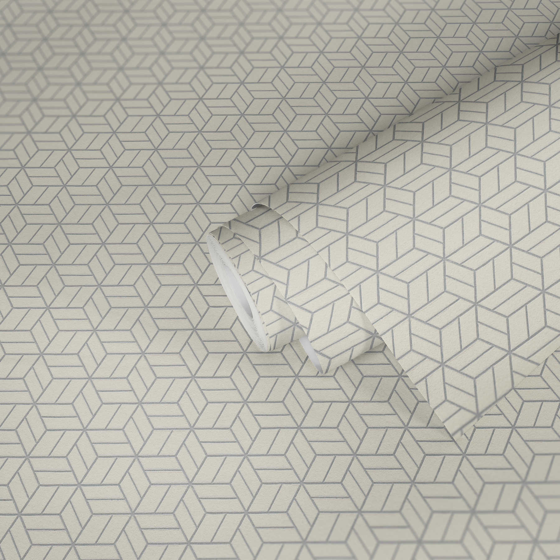             Wallpaper geometric pattern & glitter effect - silver, grey, white
        