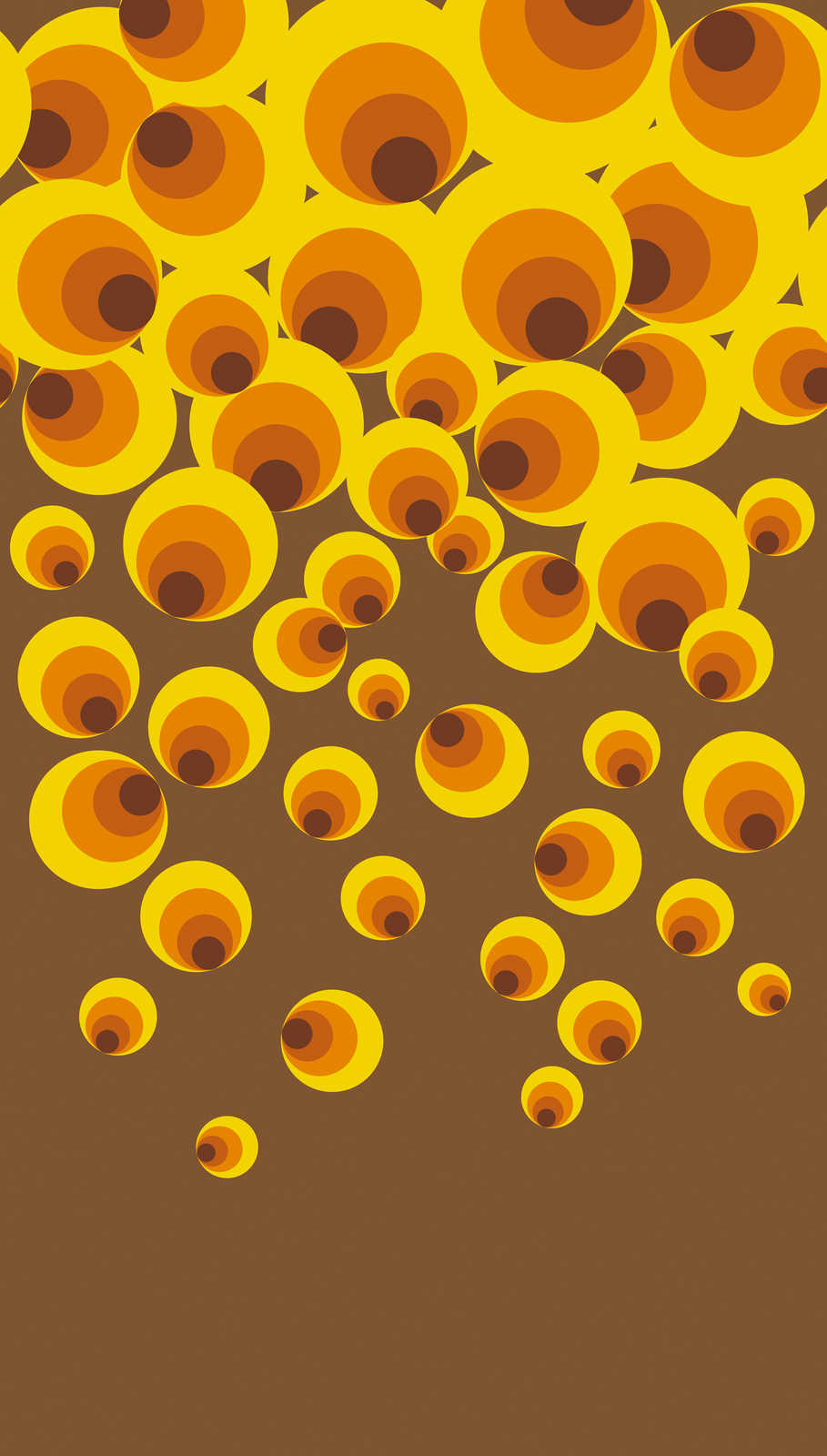             Papel pintado no tejido con motivo de puntos grandes en estilo retro - amarillo, naranja, marrón
        