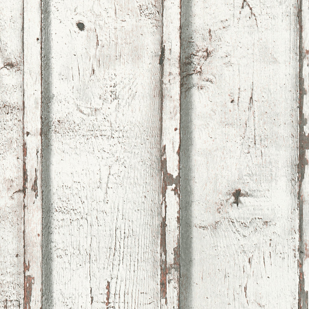             Carta da parati in legno in look usato con tavole di legno invecchiate dalle intemperie - bianco, crema, grigio
        