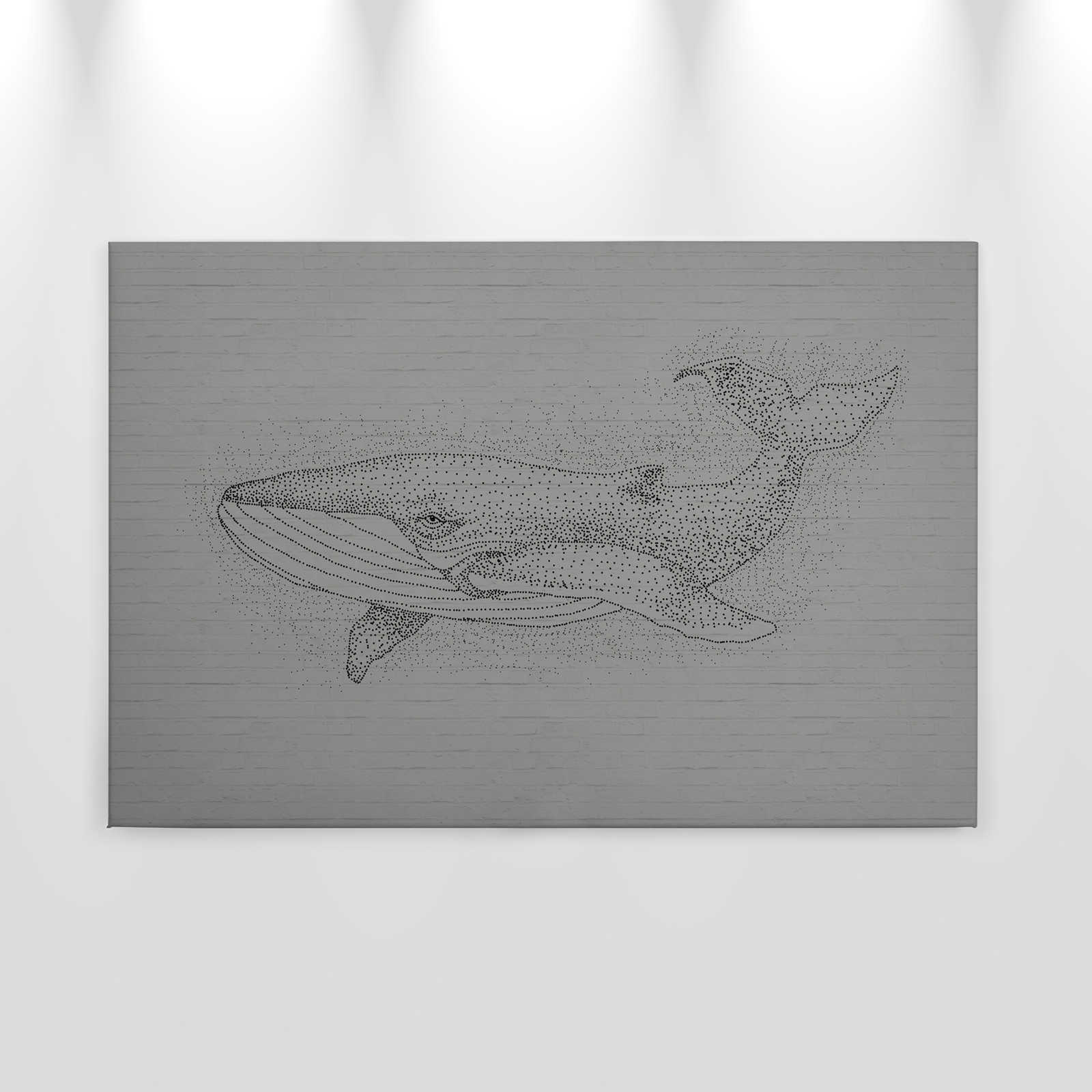             Canvas painting Whale in drawing style on 3D stone wall - 0,90 m x 0,60 m
        