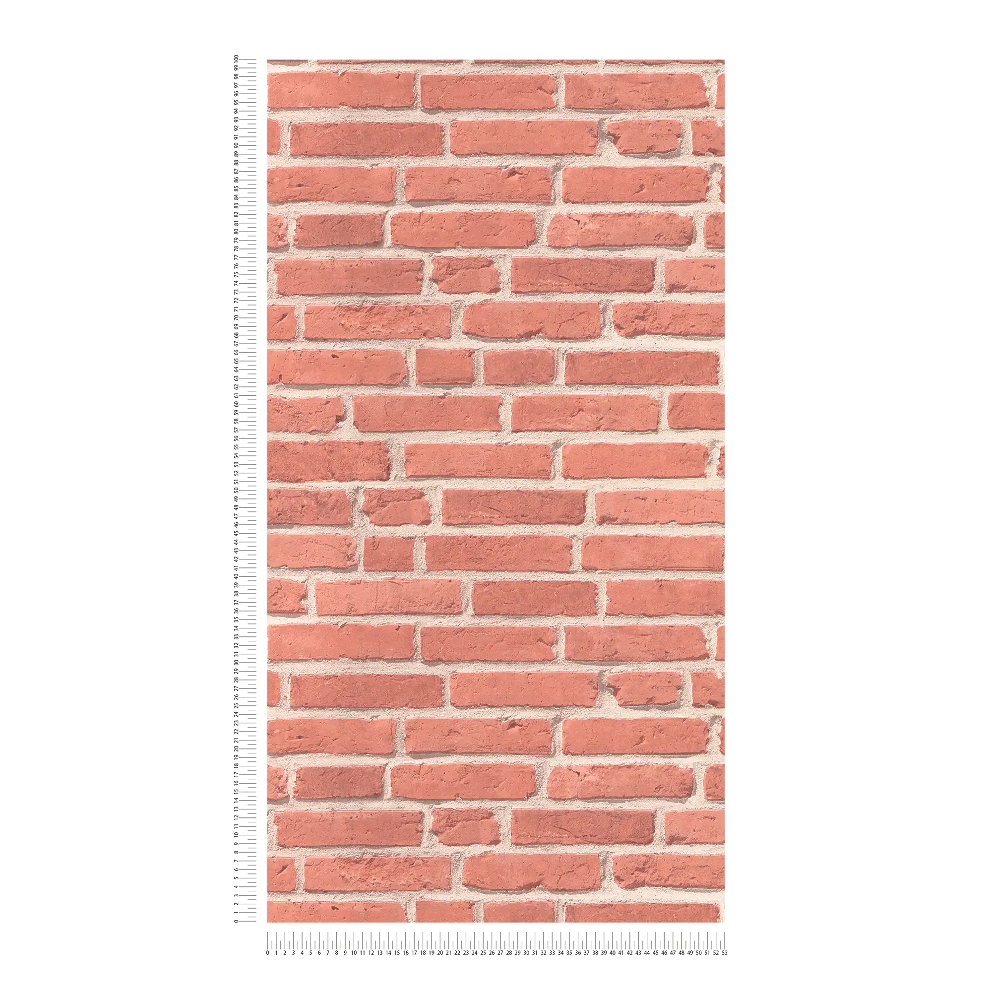             Wallpaper with bricks in clinker look - red, beige
        