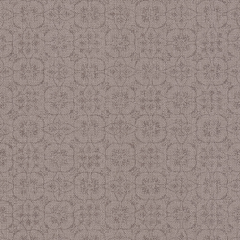             Linen look non-woven wallpaper with vintage pattern - brown
        