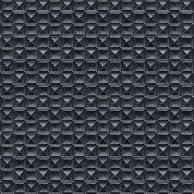 The edge 2 - 3D Digital behang met ruitvormig metalen ontwerp - Blauw, Zwart | Matte gladde fleece

