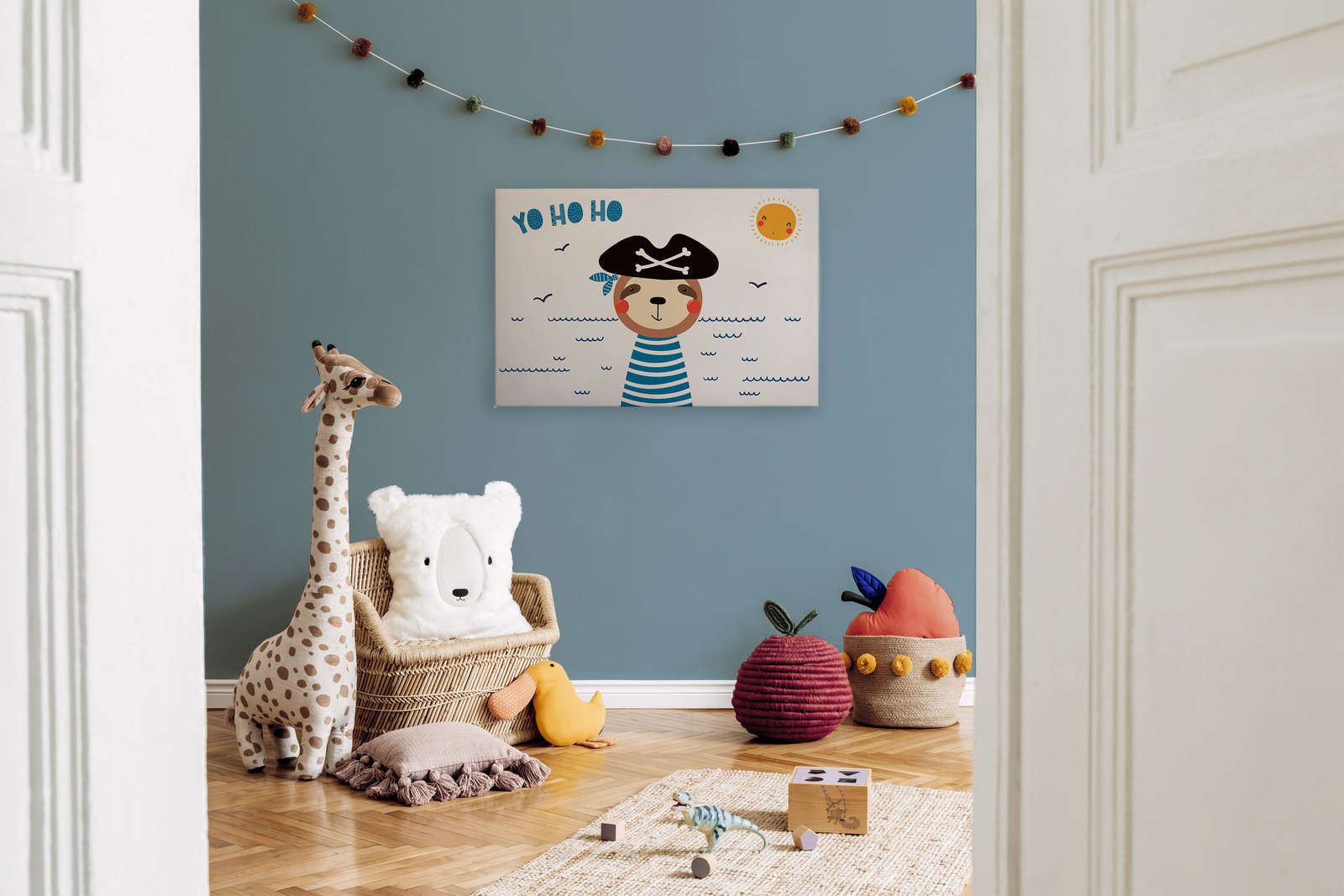             Tela per la camera dei bambini con orso pirata - 90 cm x 60 cm
        