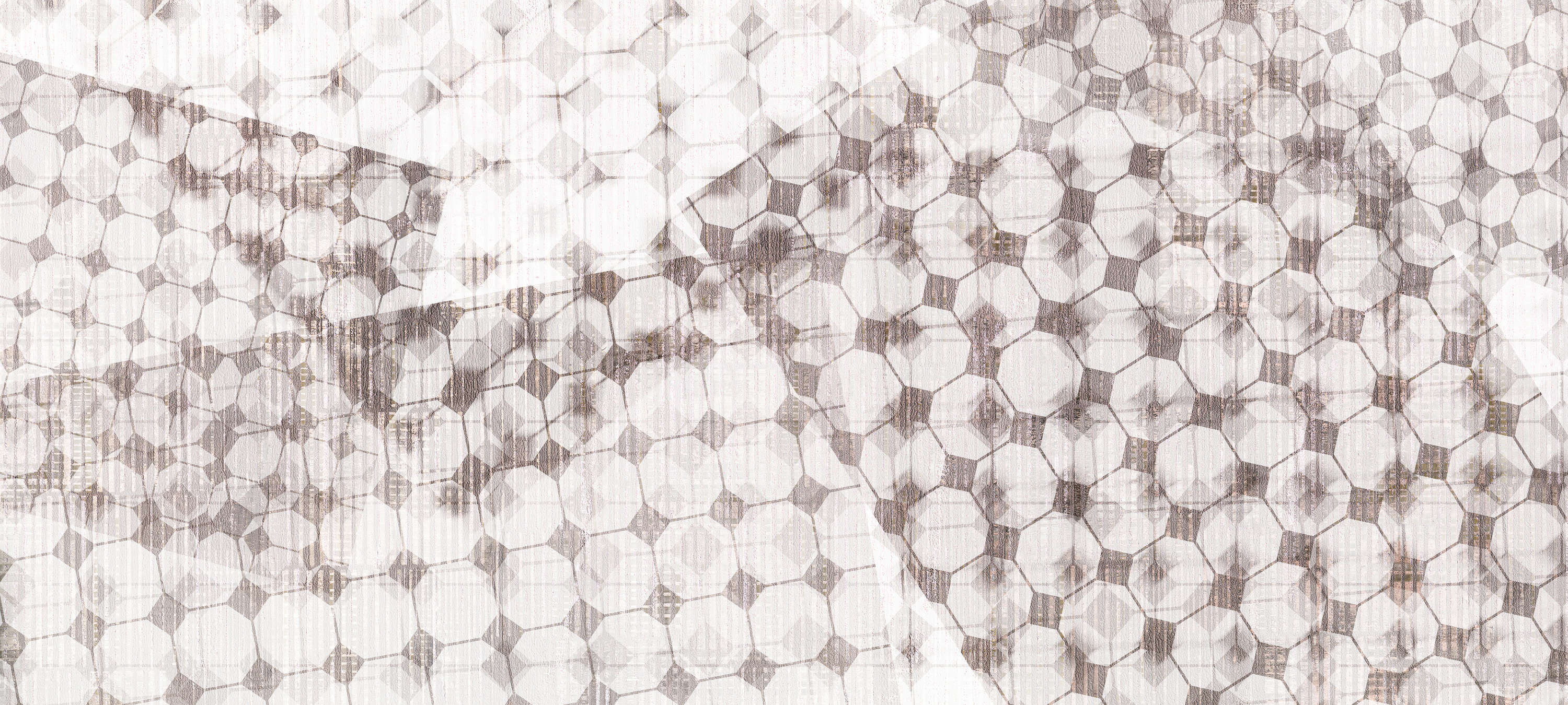            Papel pintado de diseño geométrico y en capas - Gris, Blanco
        