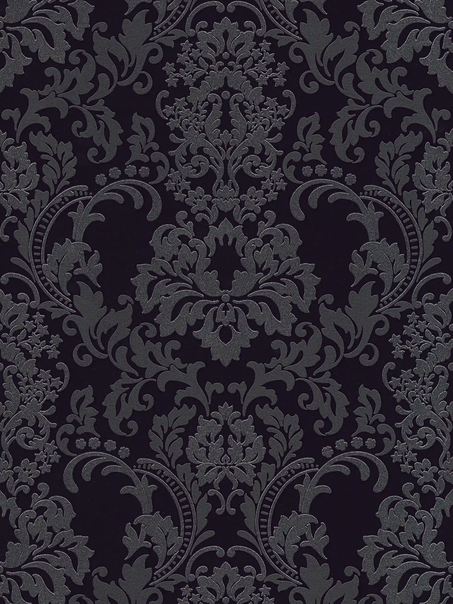 Papier peint baroque avec effet scintillant - noir
