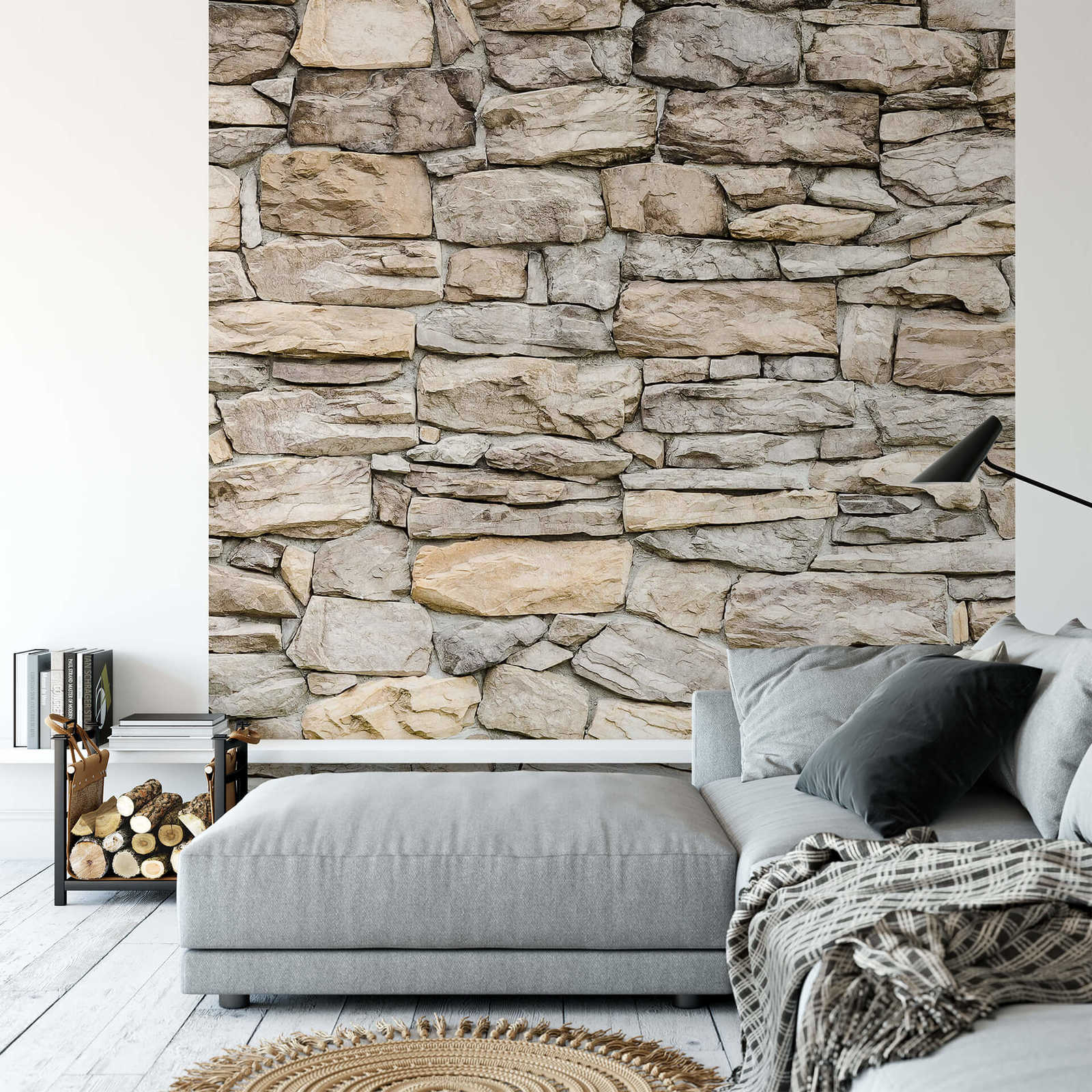             Narrow Wall Stone Behang - Grijs, Bruin
        