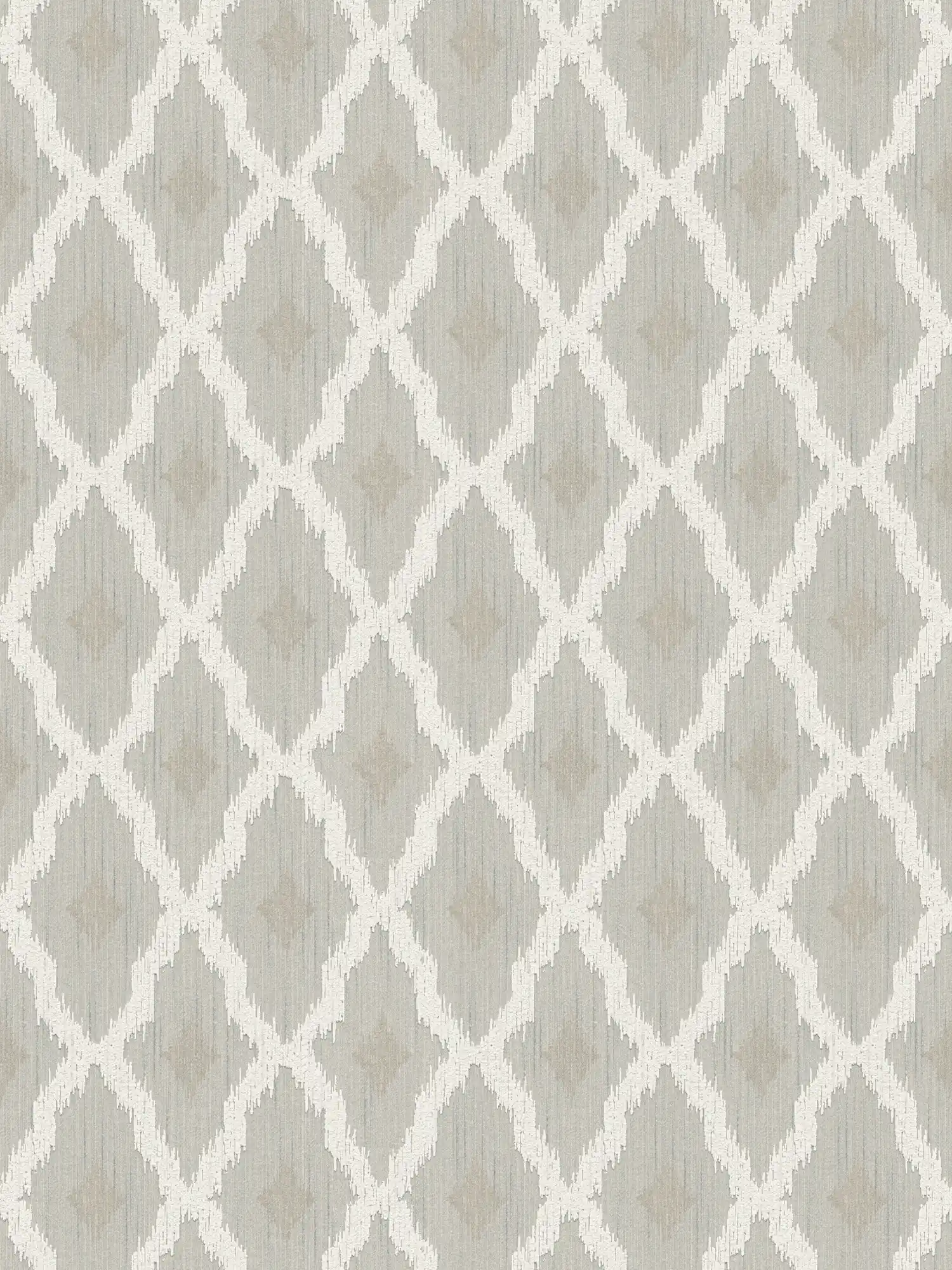 Grey non-woven wallpaper with curved diamond pattern
