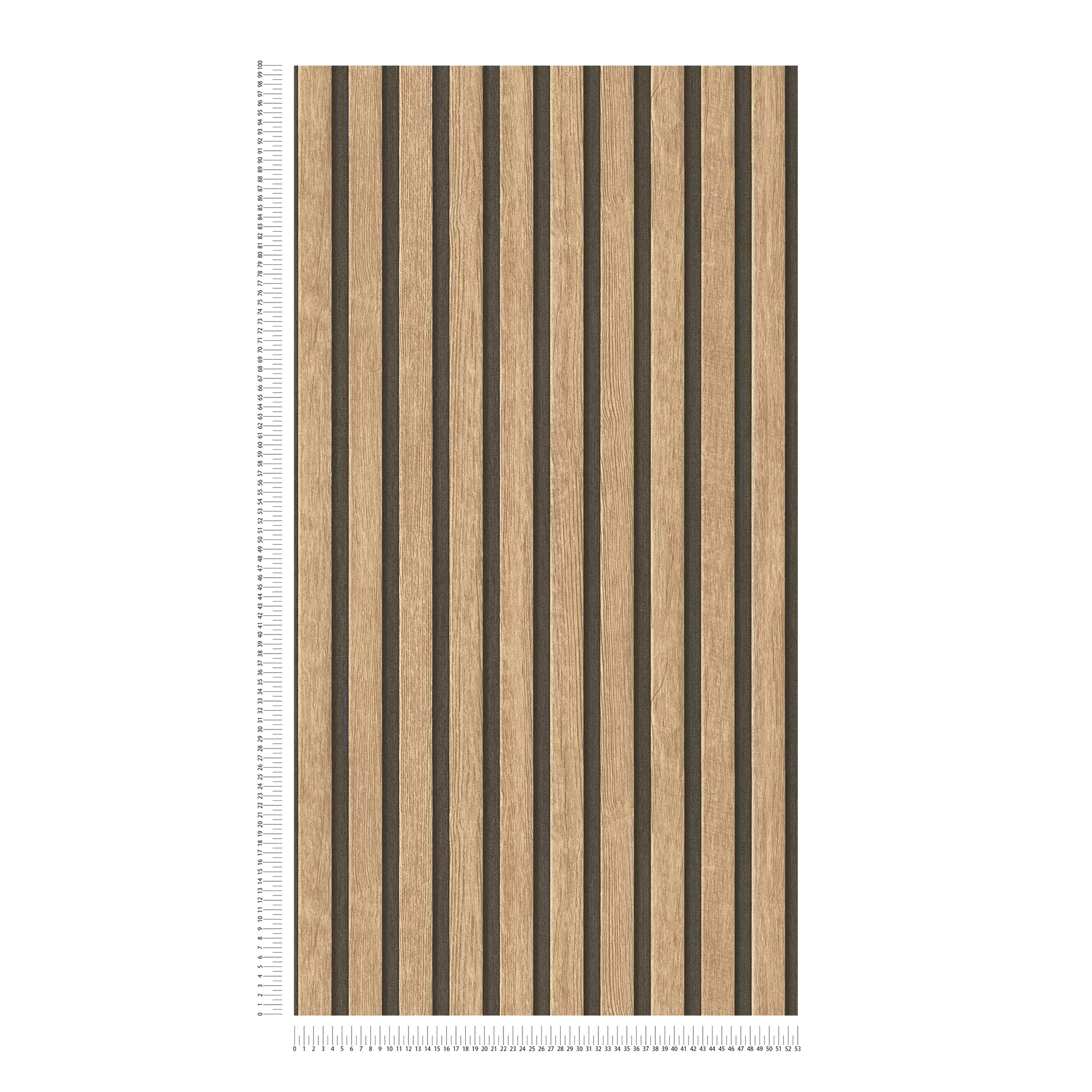             Wallpaper wood look with panel pattern - beige, brown
        