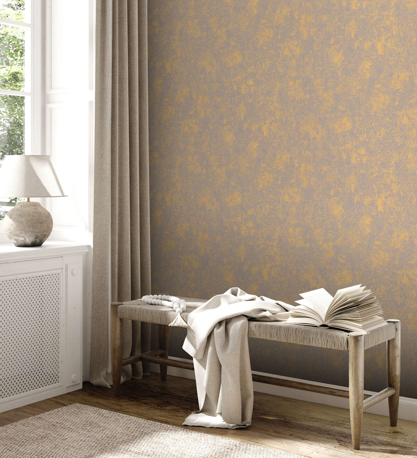             Glossy and metallic effect wallpaper smooth - gold, grey, metallic
        