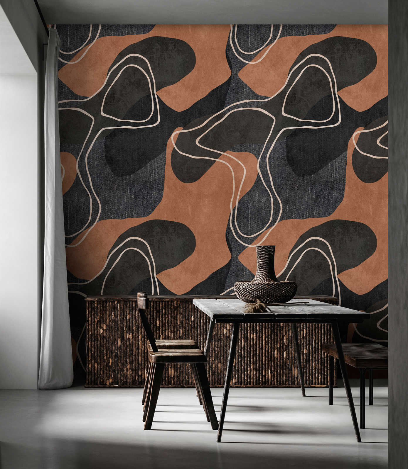             Terra 1 - Ethno behang met abstract design in aardetinten
        