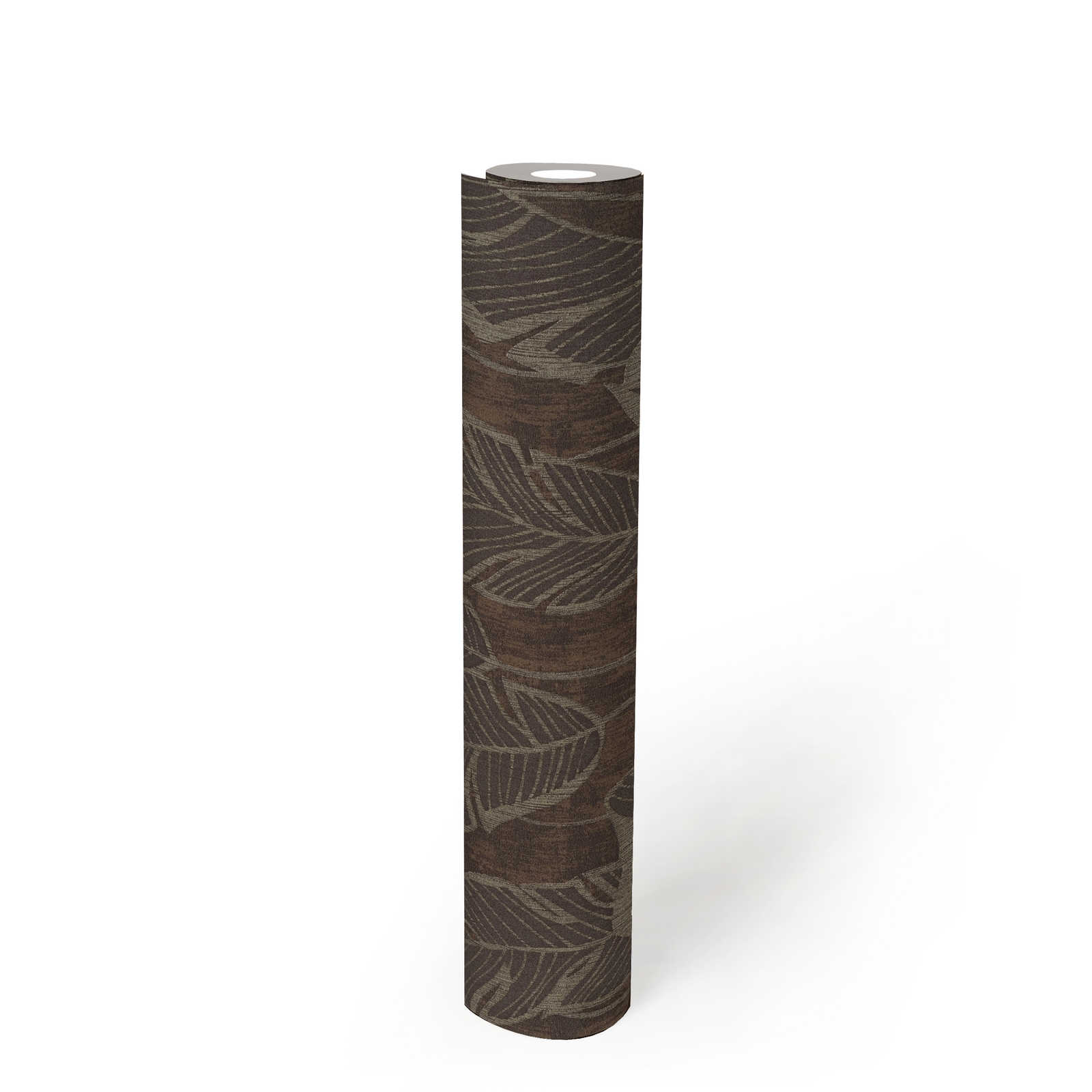             papier peint en papier à motifs floraux avec design jungle - marron, gris, noir
        