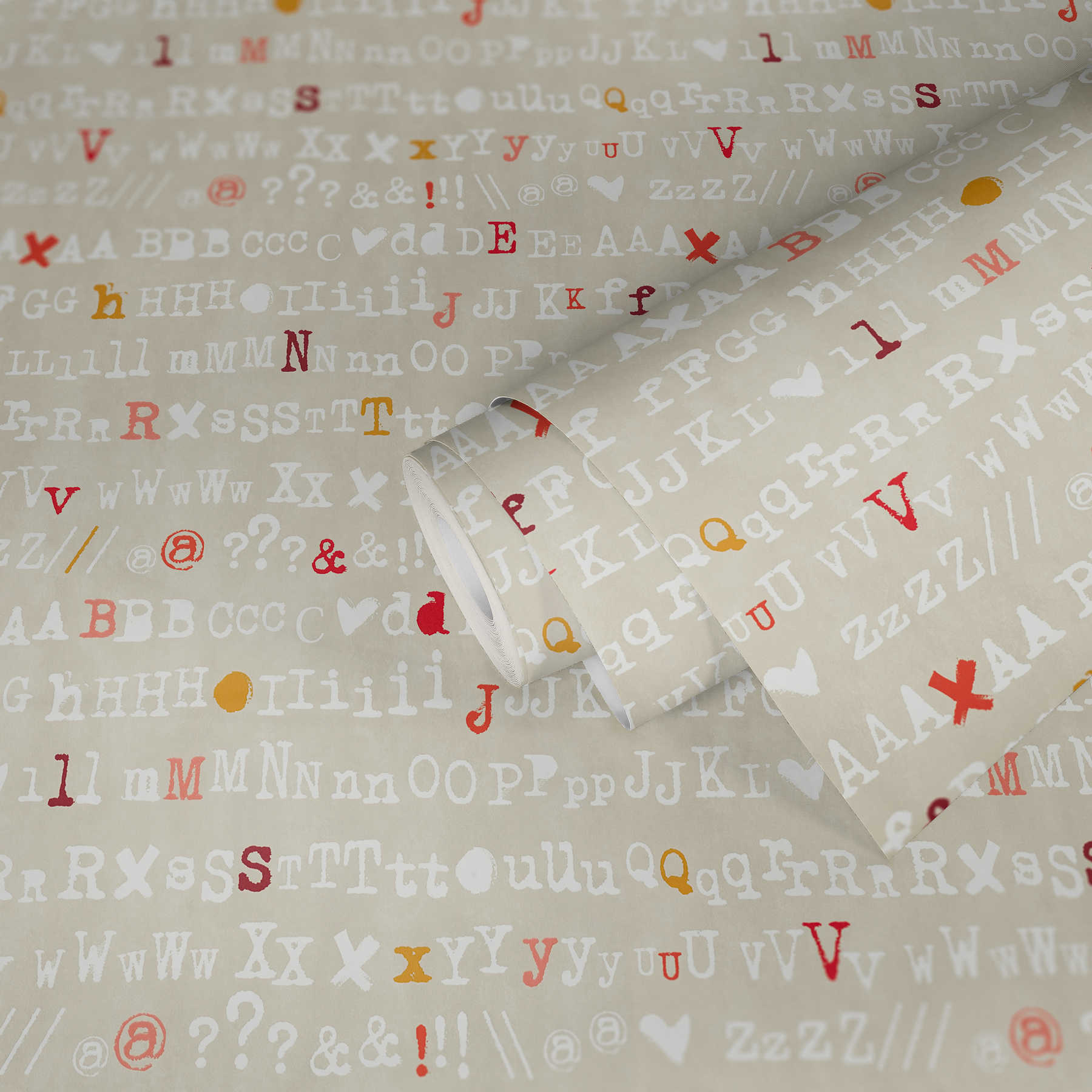             Pattern wallpaper typography design with colour accents - beige
        