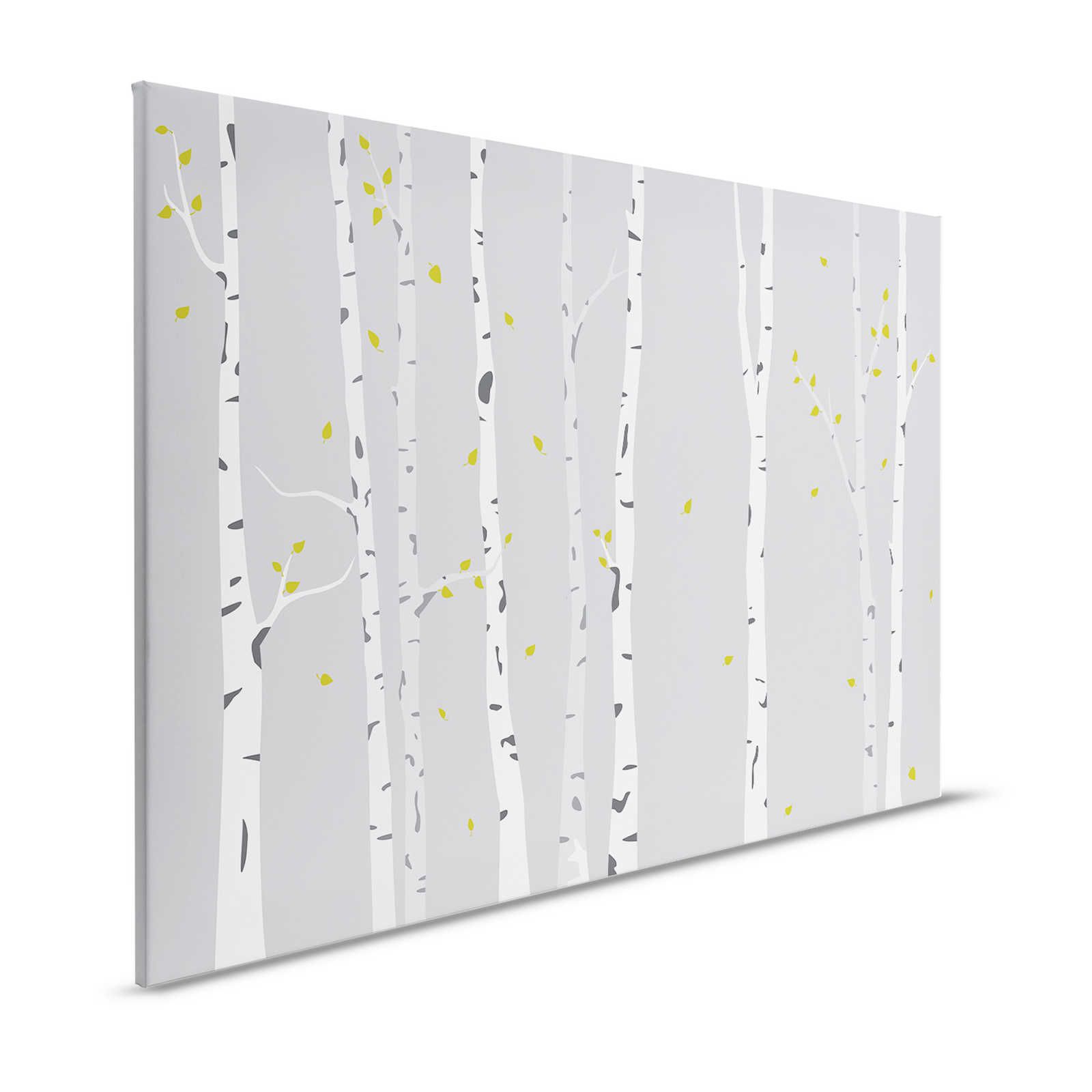 Tela con bosco di betulle dipinto per la camera dei bambini - 120 cm x 80 cm
