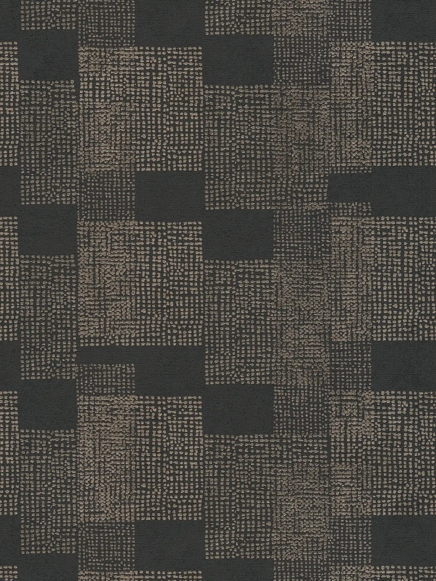 Patroonbehang ethno design - zwart, grijs, metallic
