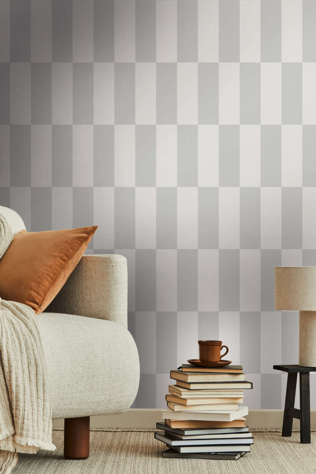             Non-woven wallpaper with graphic square pattern - grey
        