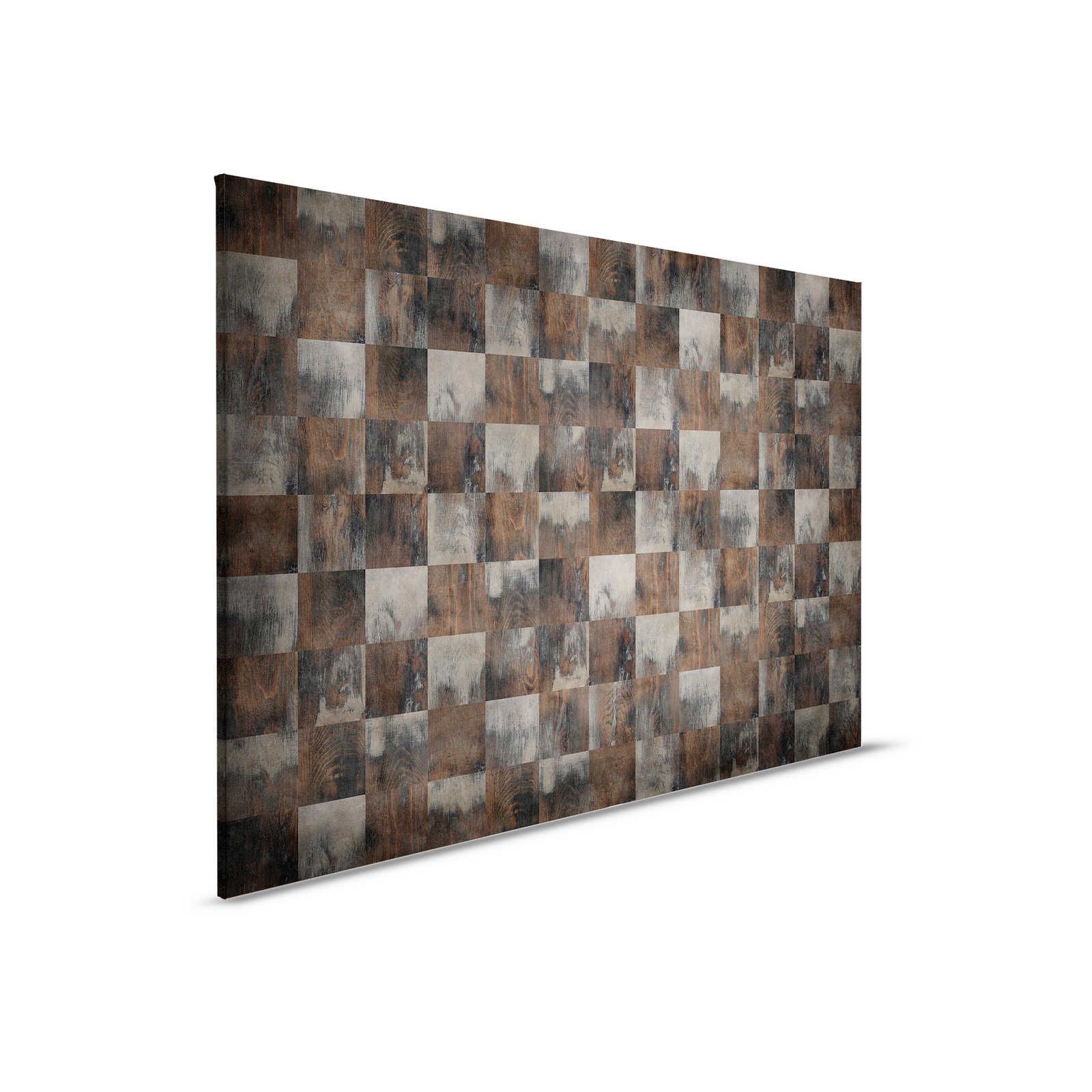        Factory 2 - Wood look canvas picture checkerboard pattern in used look - 0,90 m x 0,60 m
    