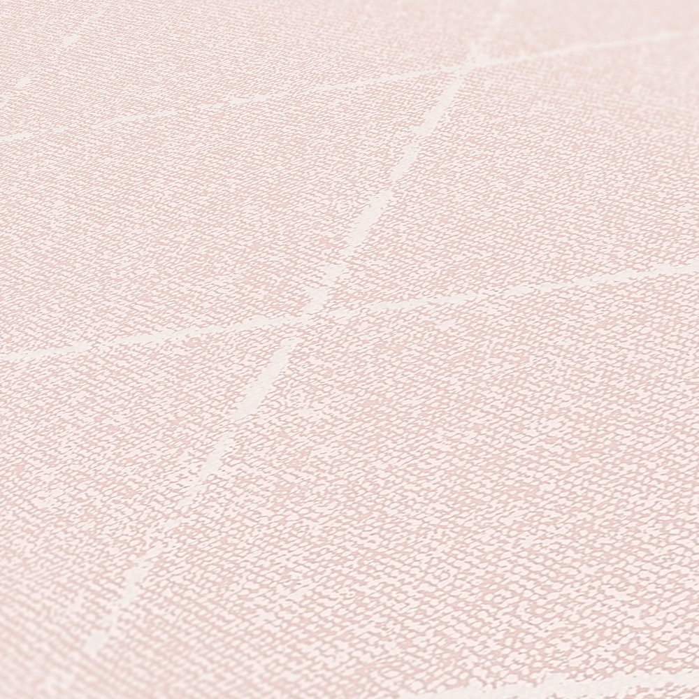            Carta da parati a scacchi in tessuto ottico, testurizzato - rosa, bianco, crema
        