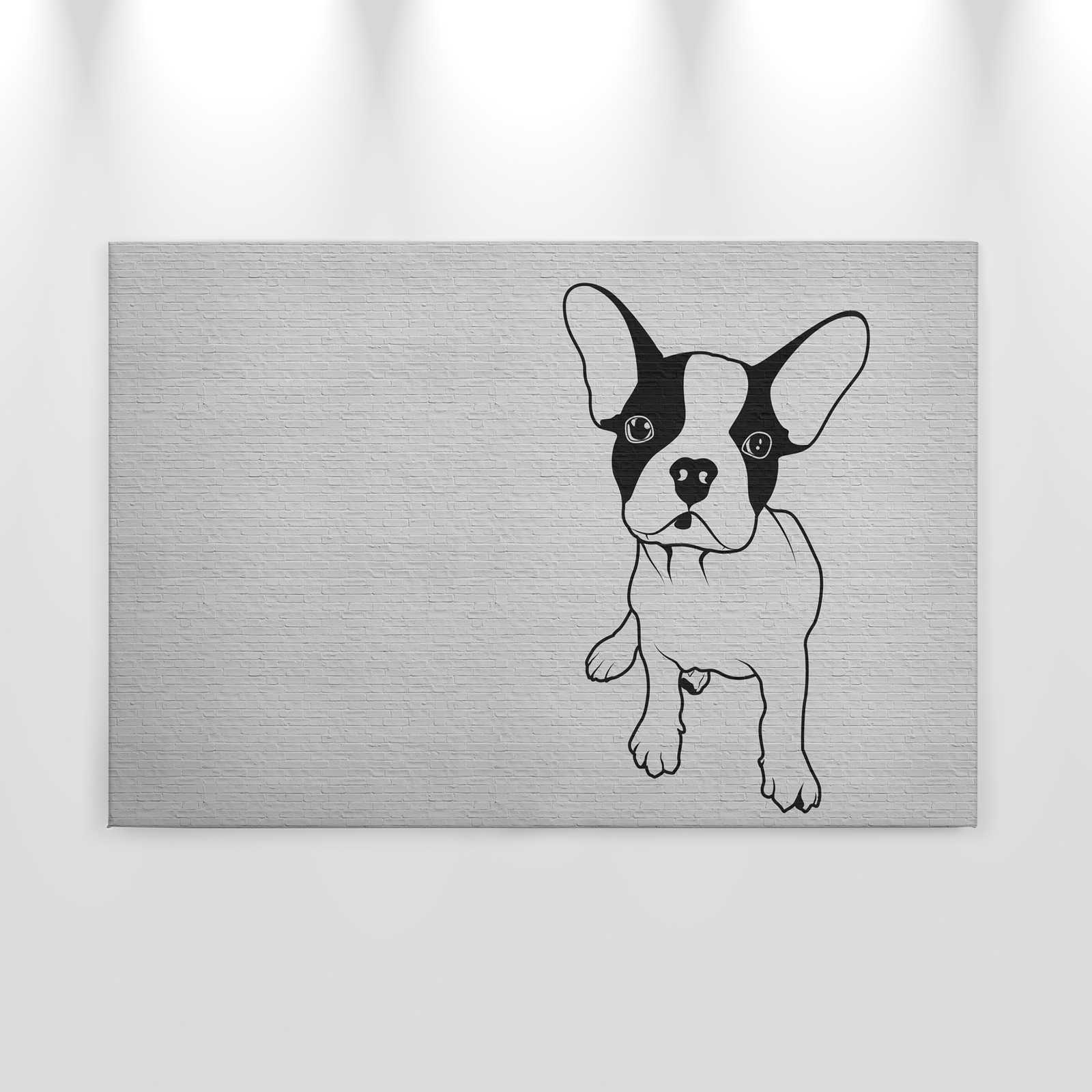            Tattoo you 2 - Canvas schilderij franse bulldog, zwart en wit - 0,90 m x 0,60 m
        