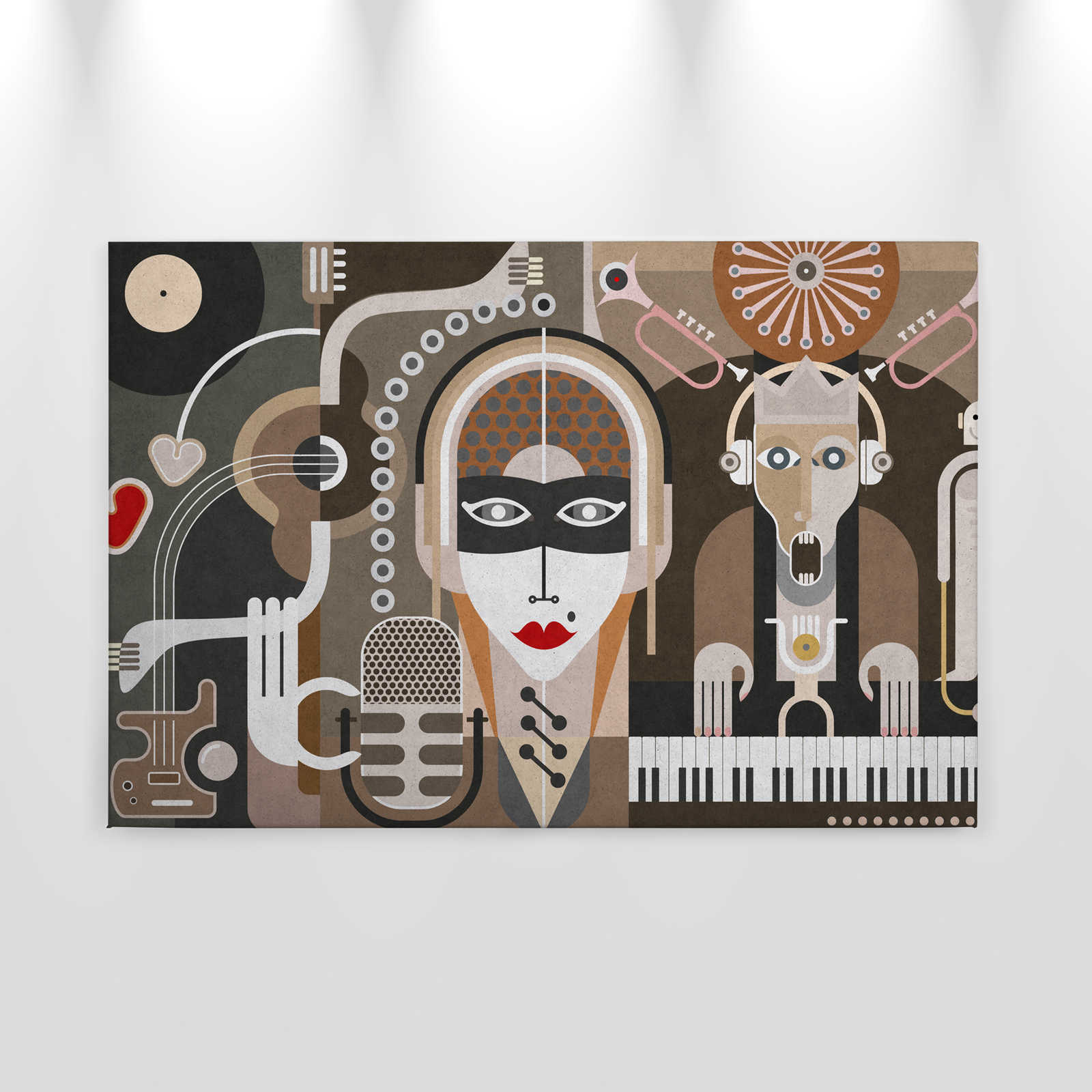             Wall of sound3 - Abstract Canvas Schilderij met gezichten - Strukturen beton - 0.90 m x 0.60 m
        
