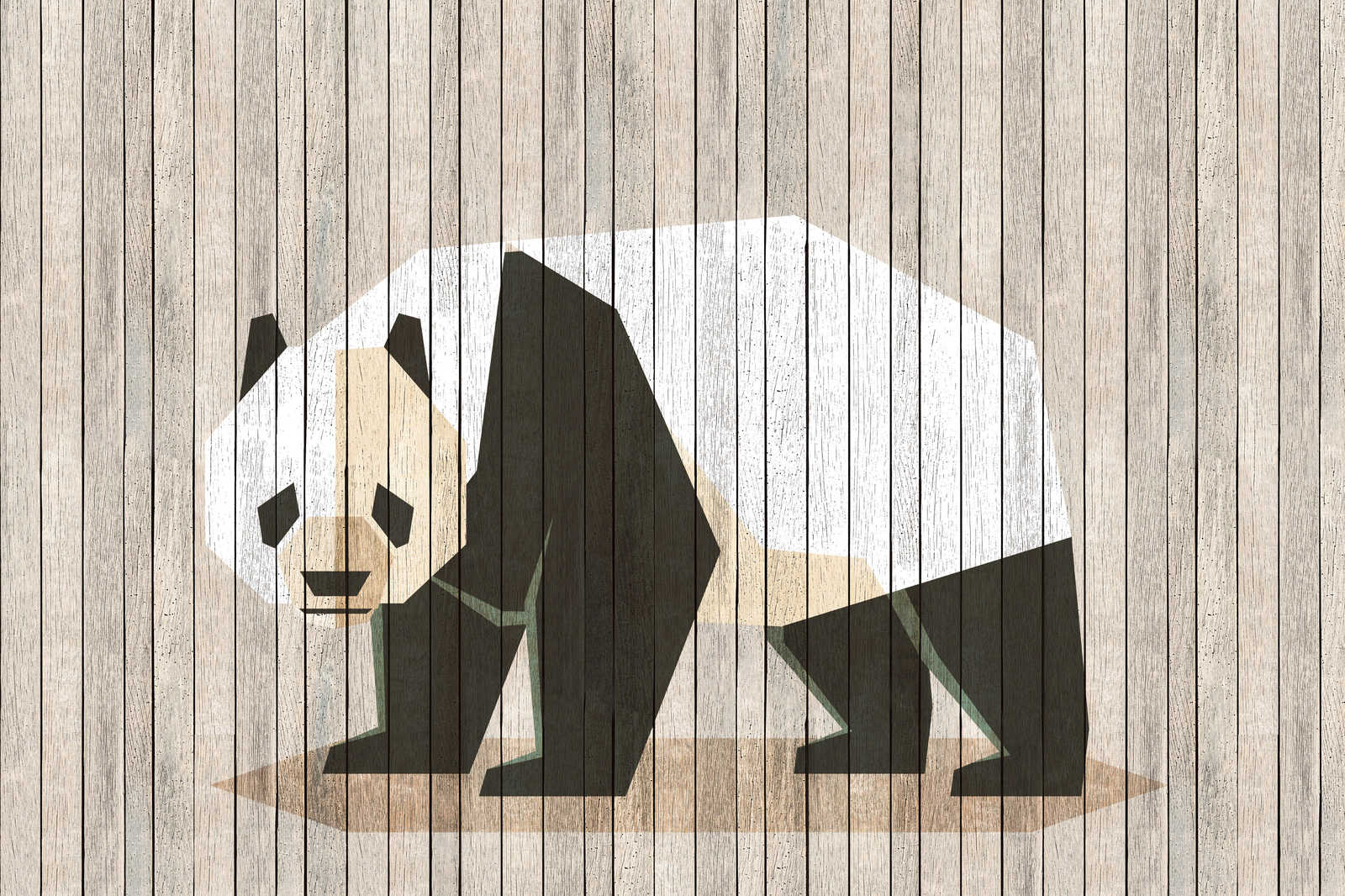             Born to Be Wild 2 - Canvas painting on wood panel structure with panda & board wall - 0.90 m x 0.60 m
        