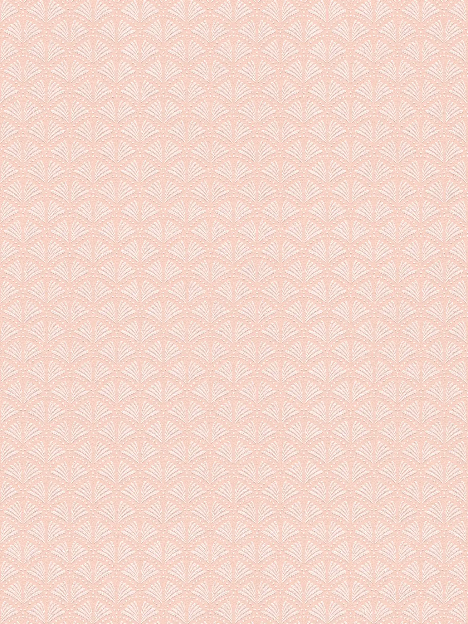 Carta da parati glitterata rosa con design a ventaglio in stile retrò - metallizzata, rosa, bianca
