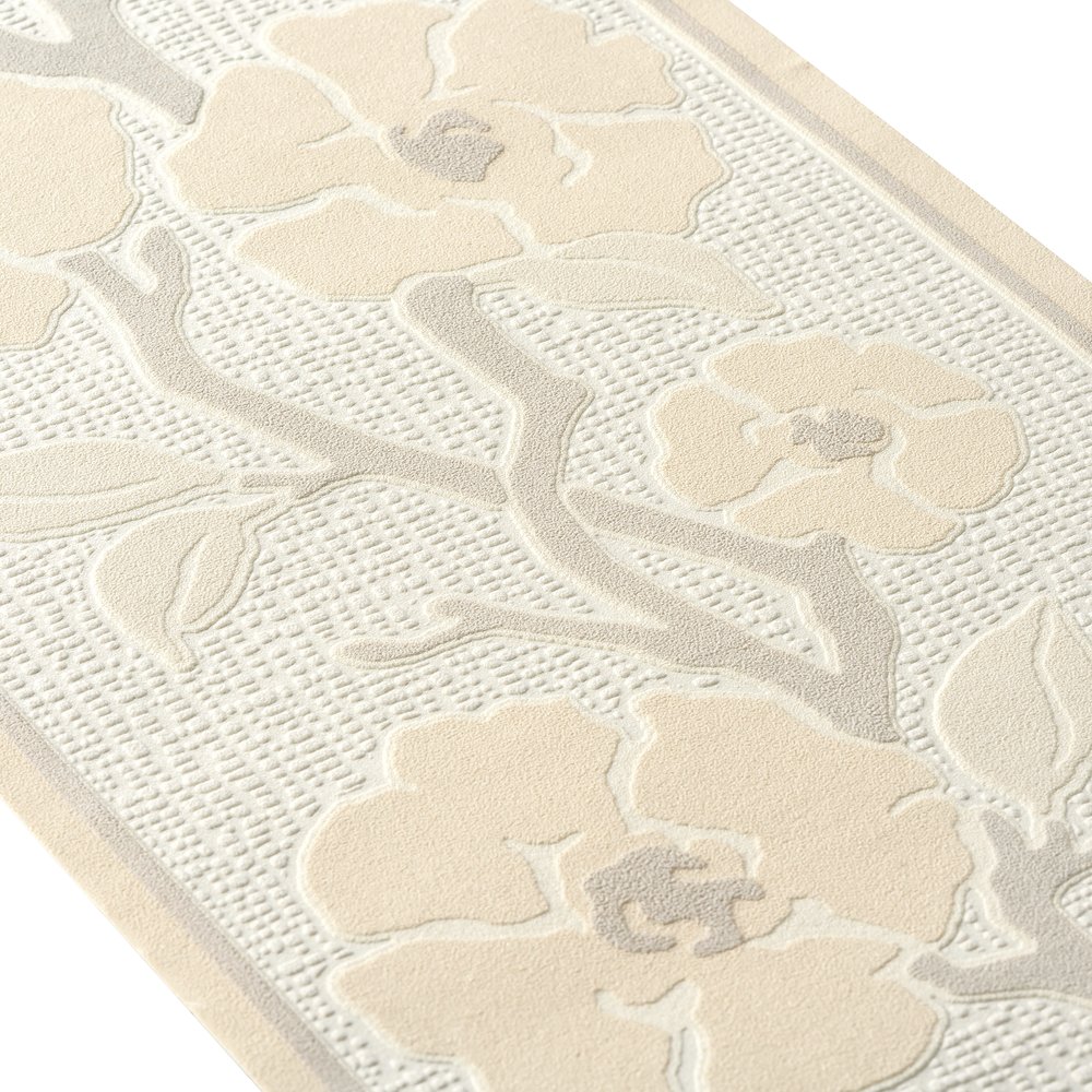             Flowers border self-adhesive with nature design - cream, beige
        