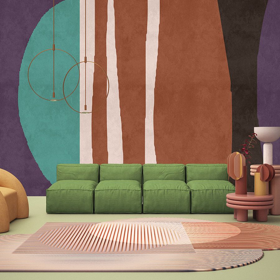 papier peint en papier panoramique »siesta« - motif graphique avec structure d'enduit béton - intissé mat et lisse
