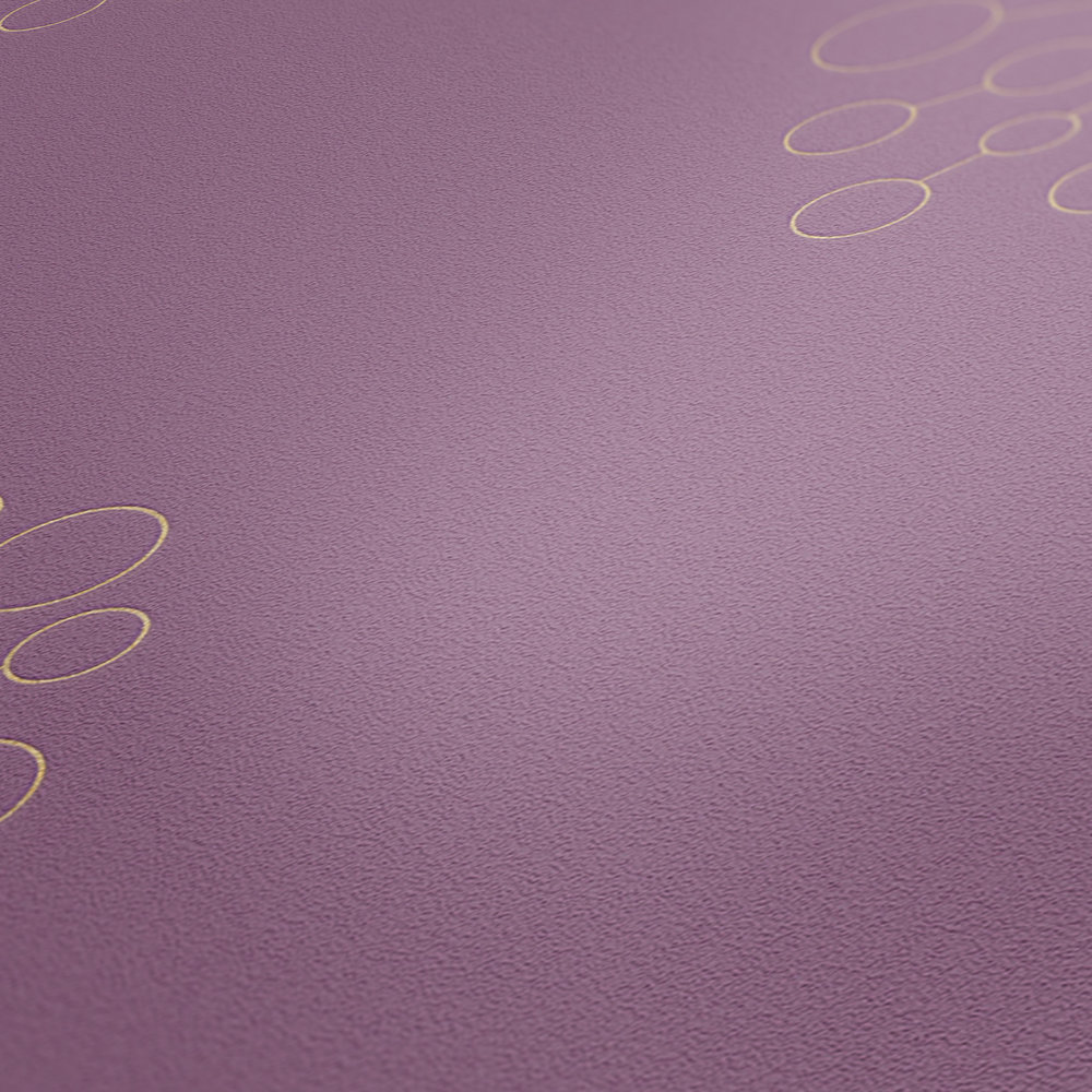             Papier peint rétro Style Mid Century, motif or - violet, or
        
