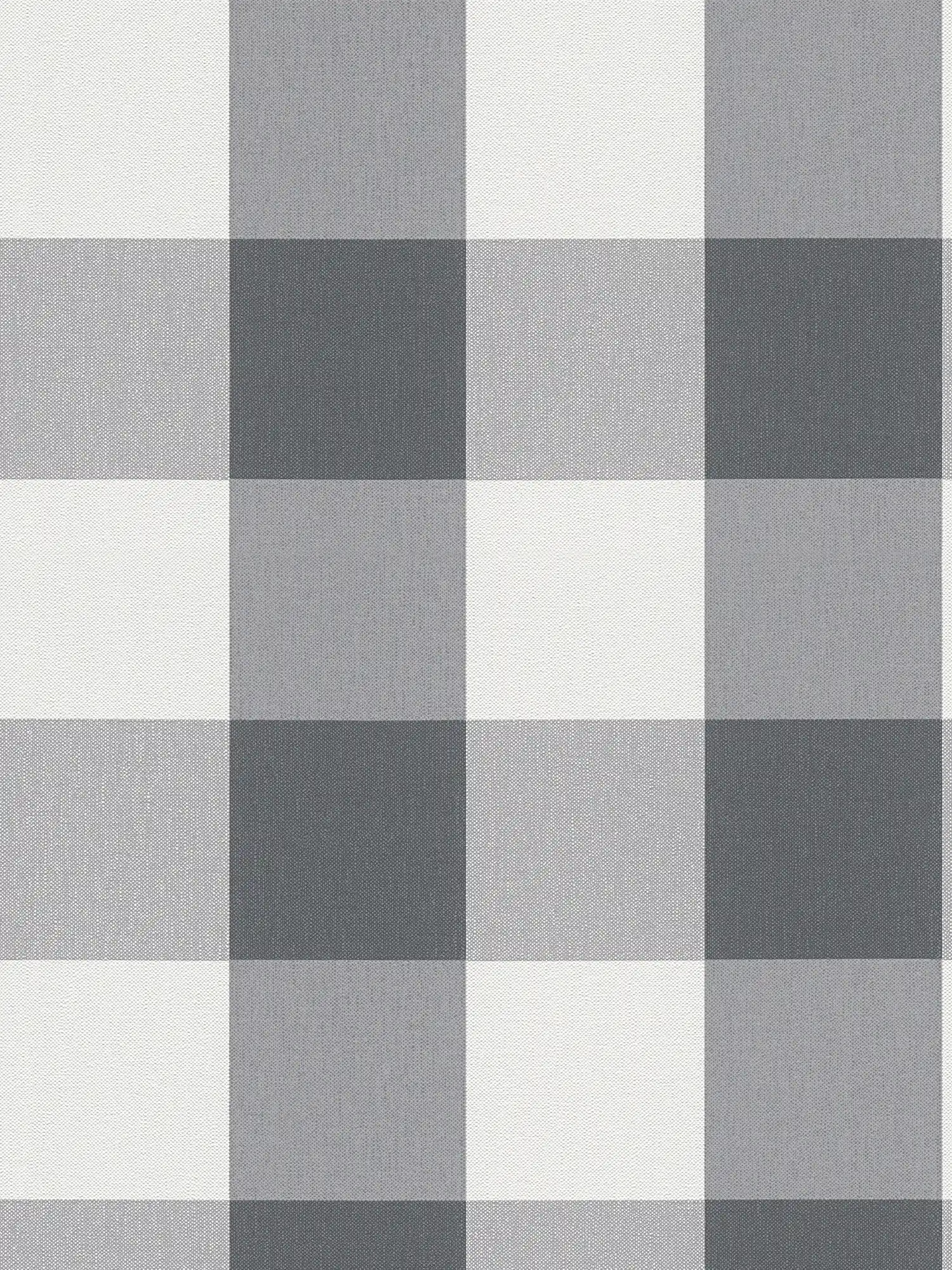 Carta da parati a scacchiera con aspetto tessile in colori armoniosi - bianco, grigio
