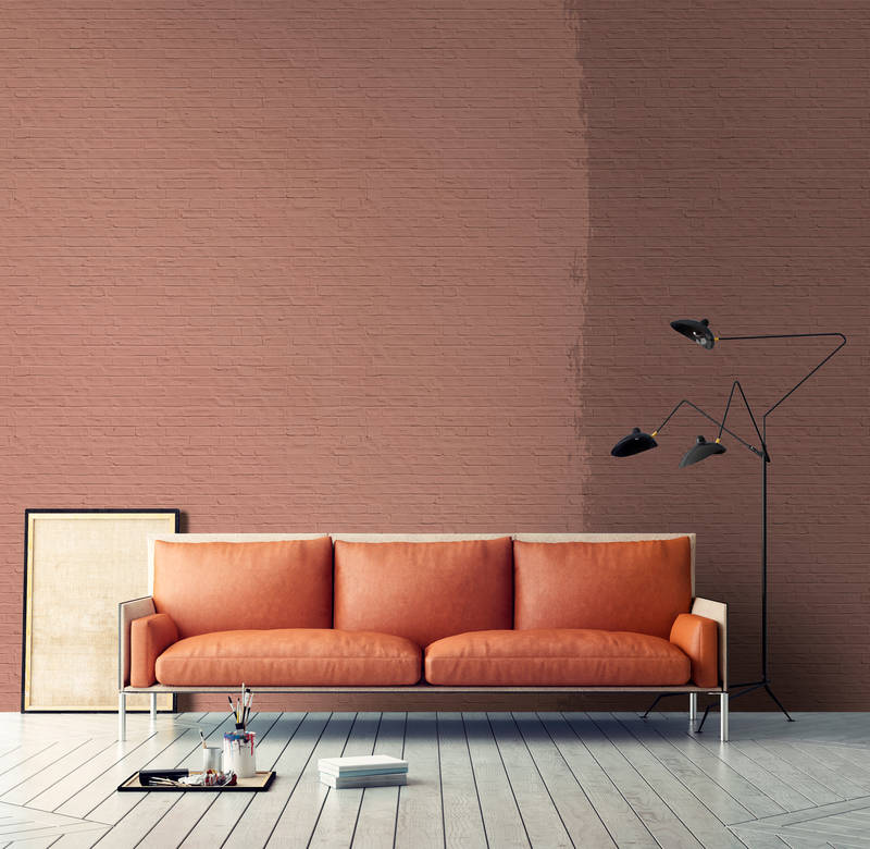             Tainted love 3 - brick wall mural red-brown - copper, orange | structure non-woven
        