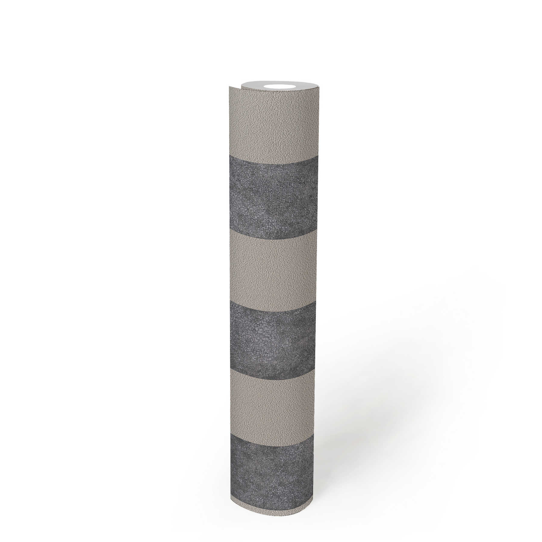             Blokstreepbehang met kleur- en structuurpatroon - zwart, grijs, beige
        
