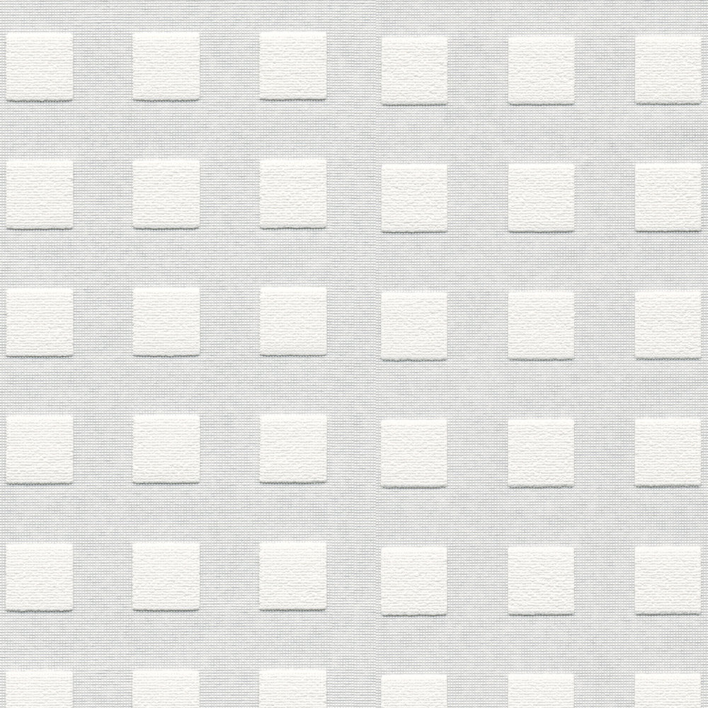             Papel pintado con patrón cuboide 3D - Blanco
        