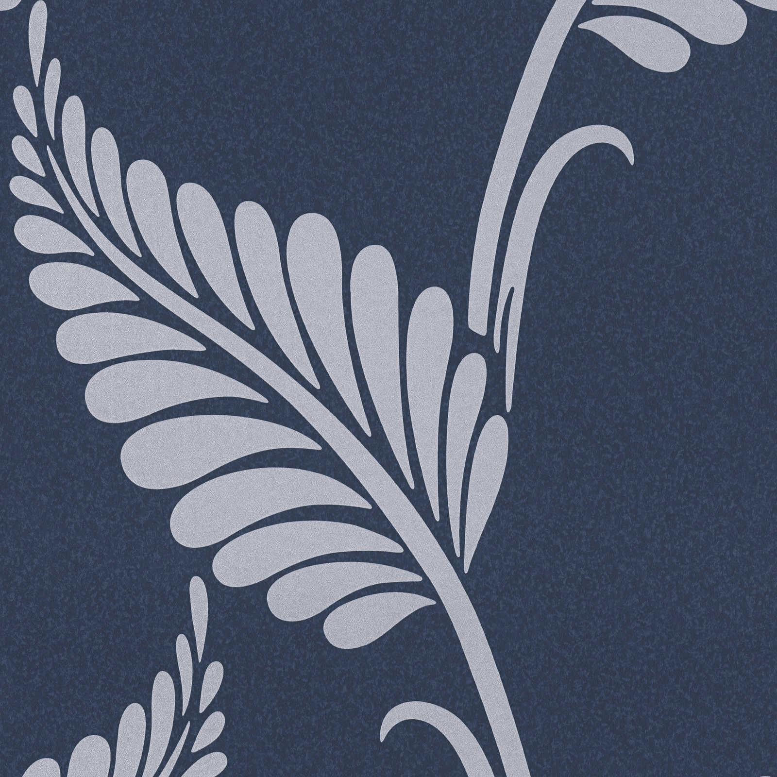 Papel pintado Floral brillante con hojas - azul, plata
