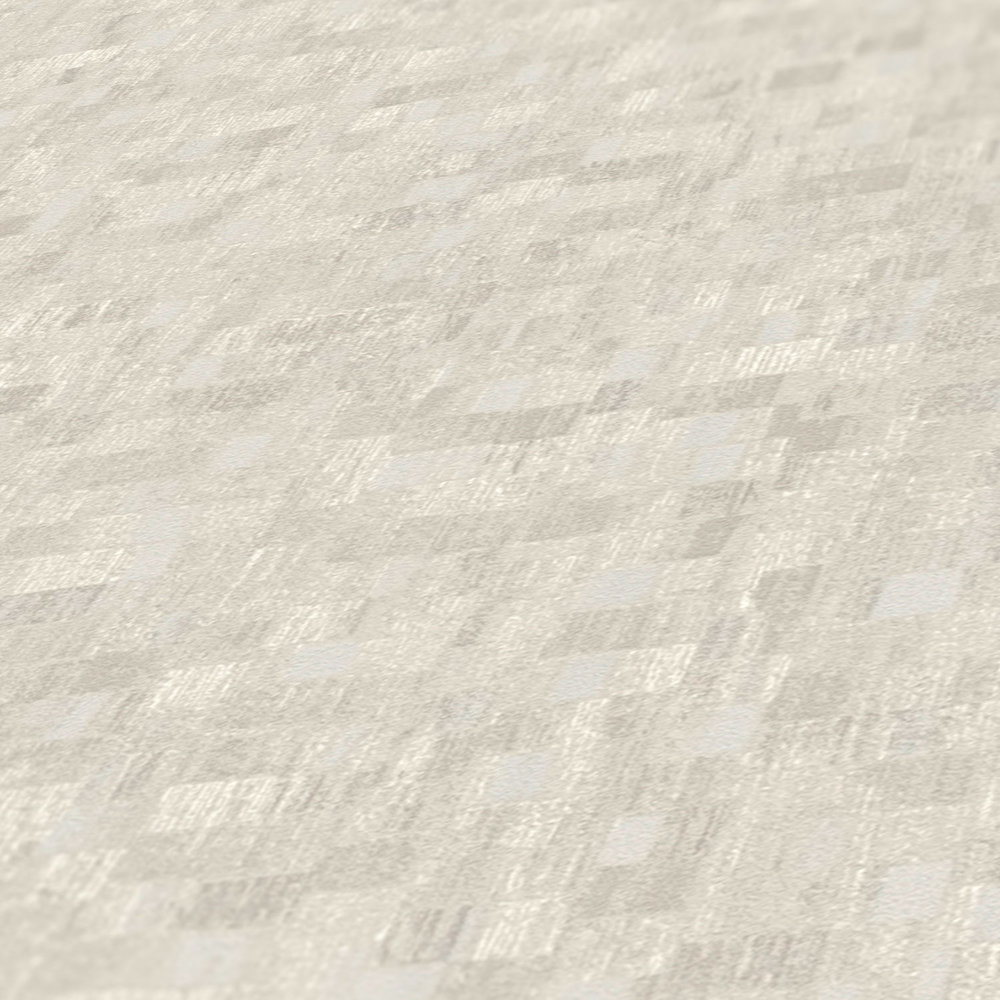             structuurbehang ethno patroon in mozaïek stijl - crème, beige
        