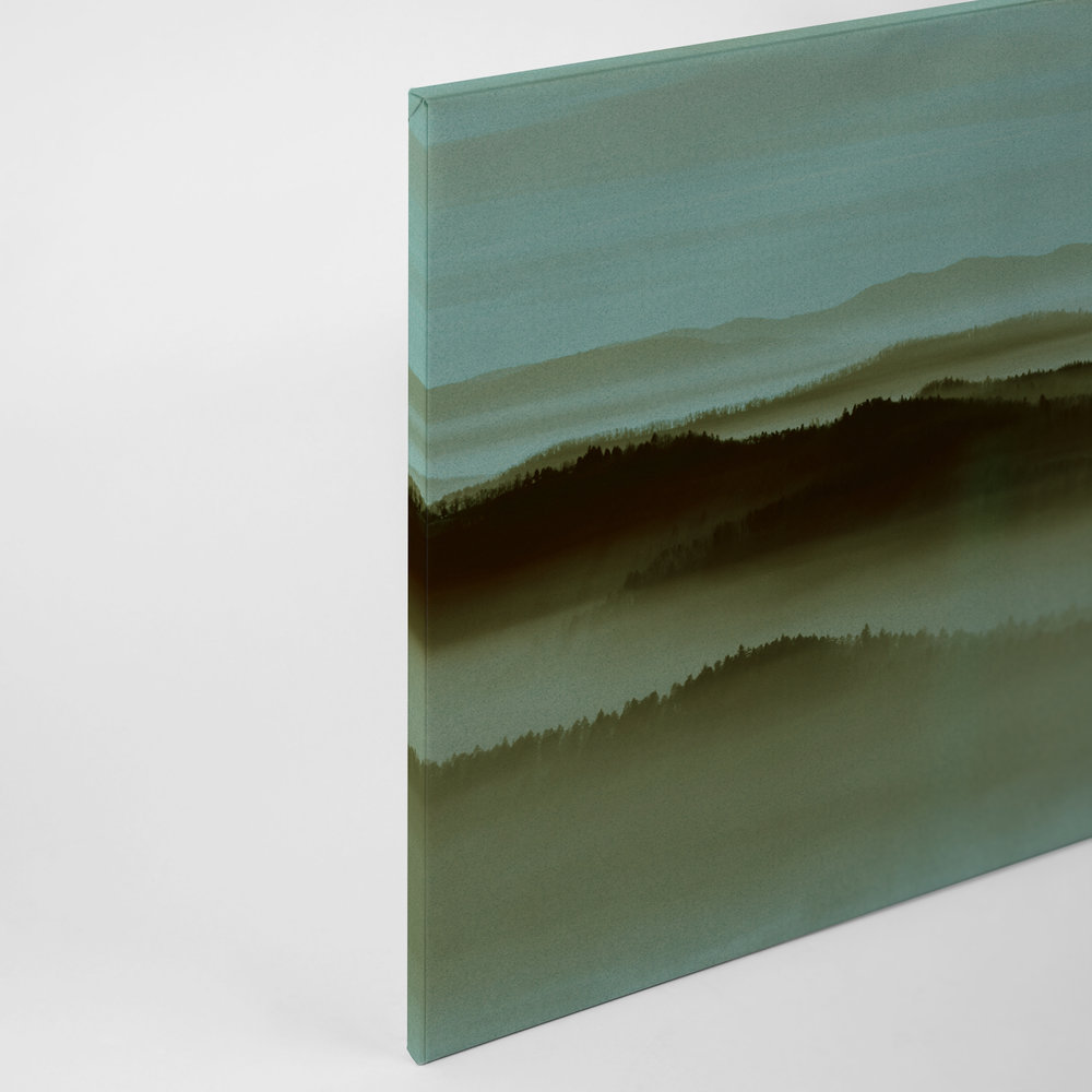             Horizonte 2 - Pintura en lienzo en estructura de cartón con paisaje de niebla, naturaleza Sky Line - 0,90 m x 0,60 m
        