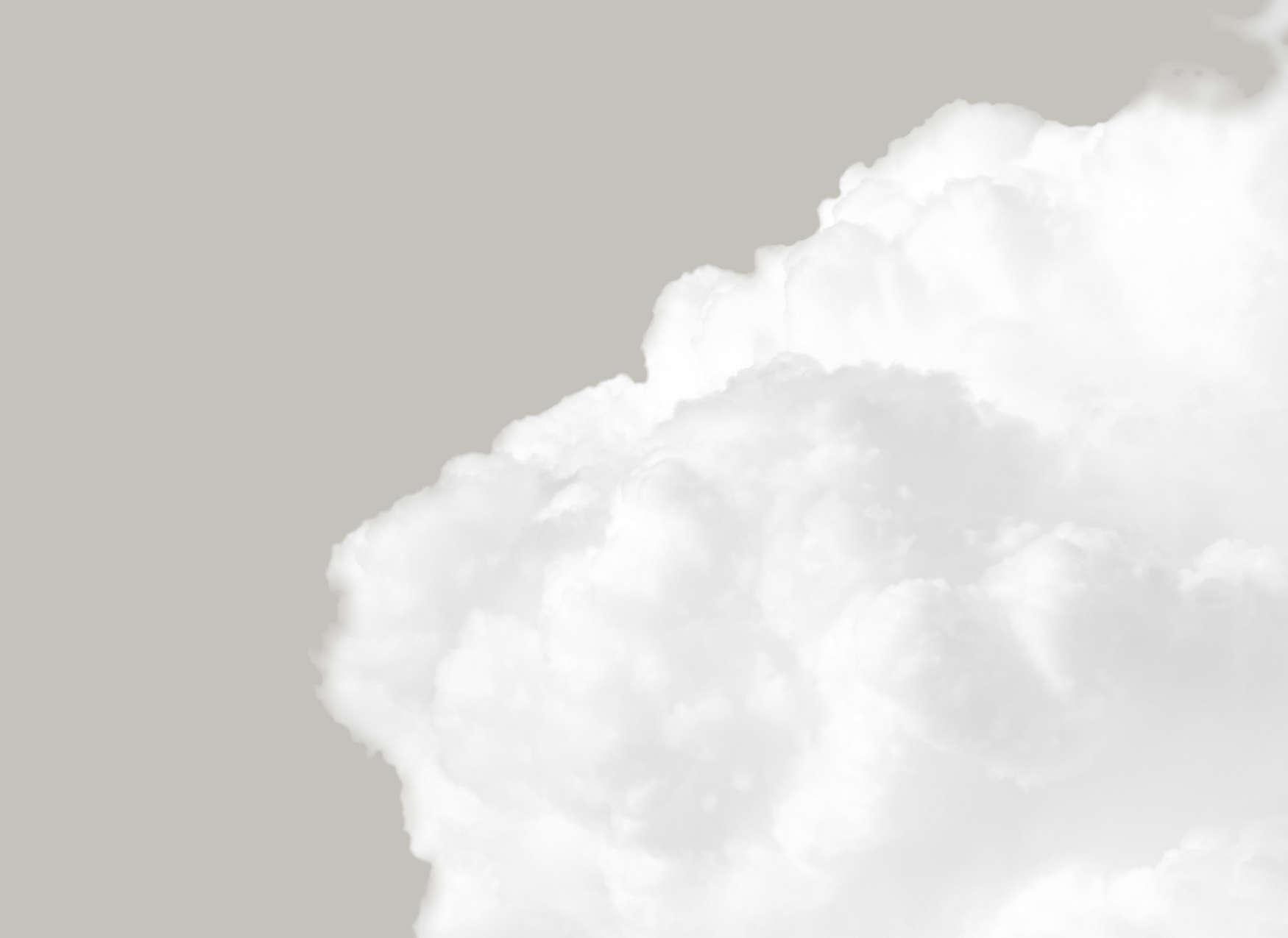             Mural de pared con nubes blancas en un cielo gris - Gris, Blanco
        
