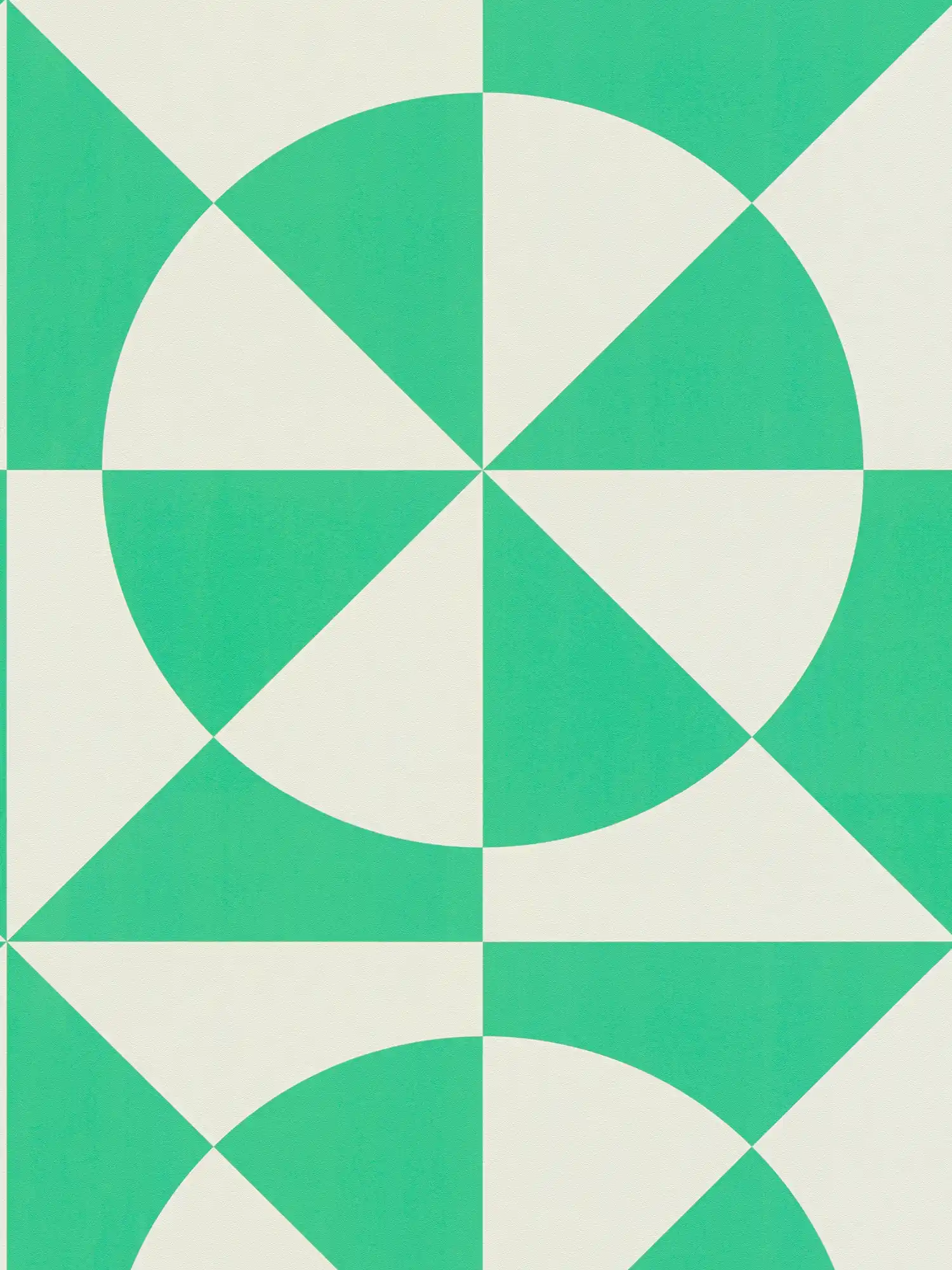 Non-woven wallpaper with geometric shapes - green, white
