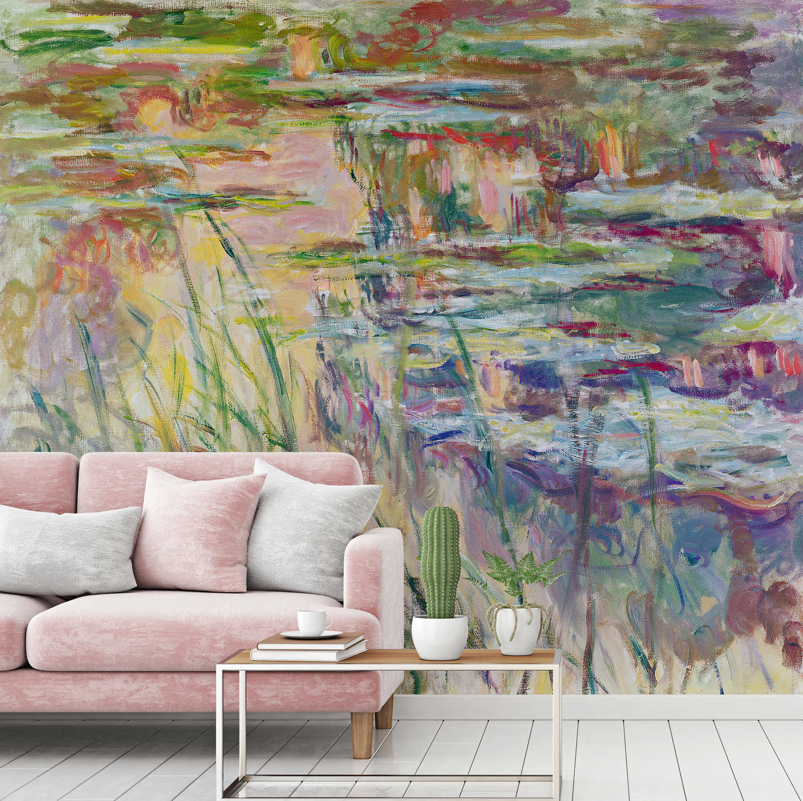             Muurschildering "Reflecties op het water" van Claude Monet
        