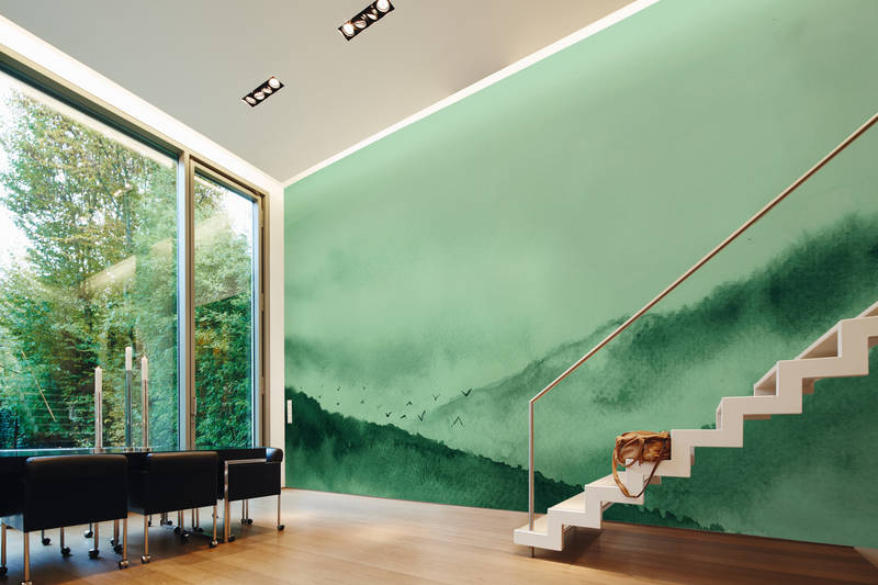             Paesaggio nebbioso in stile pittura - Verde, Nero
        