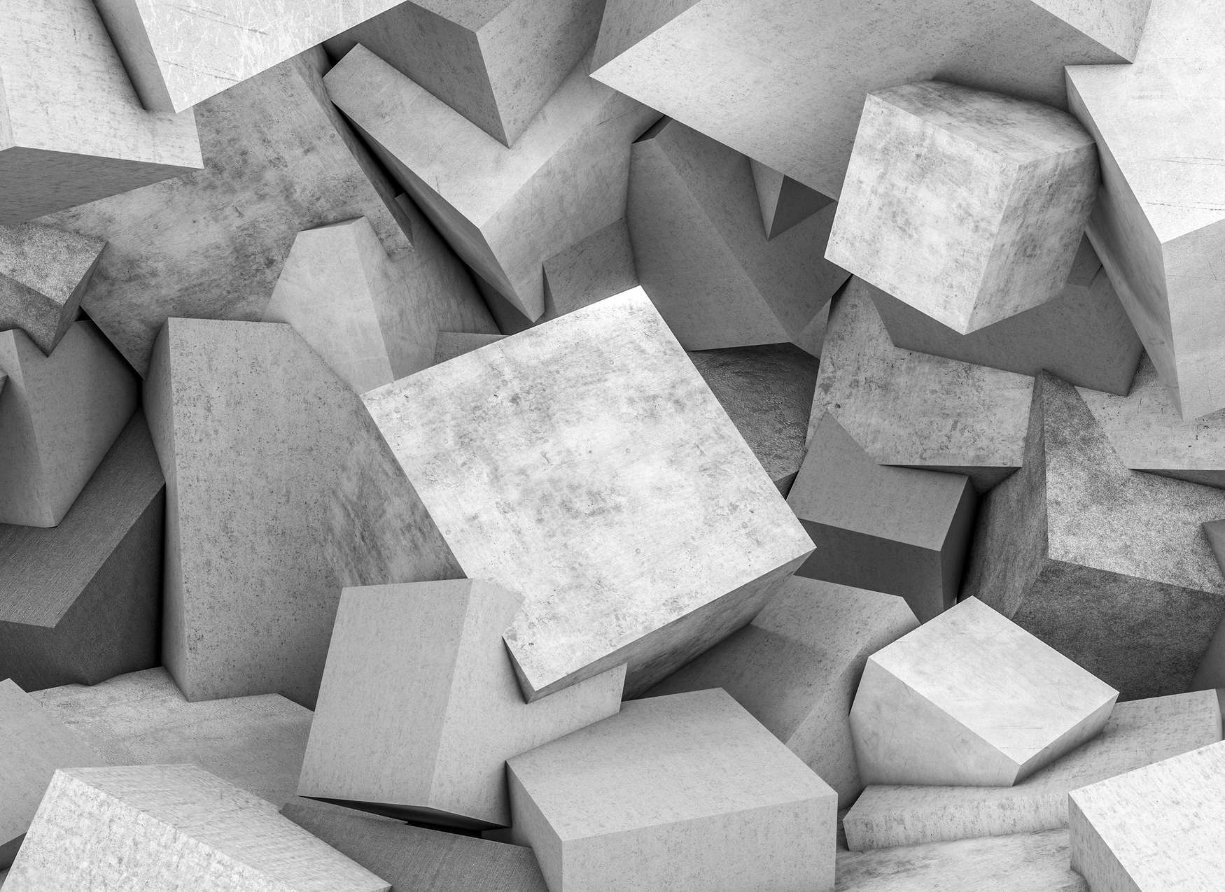             Concrete blocks with 3D look photo wallpaper - Grey
        