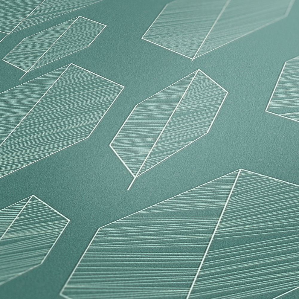             Papier peint Scandinavian Design avec motif de feuilles - vert
        