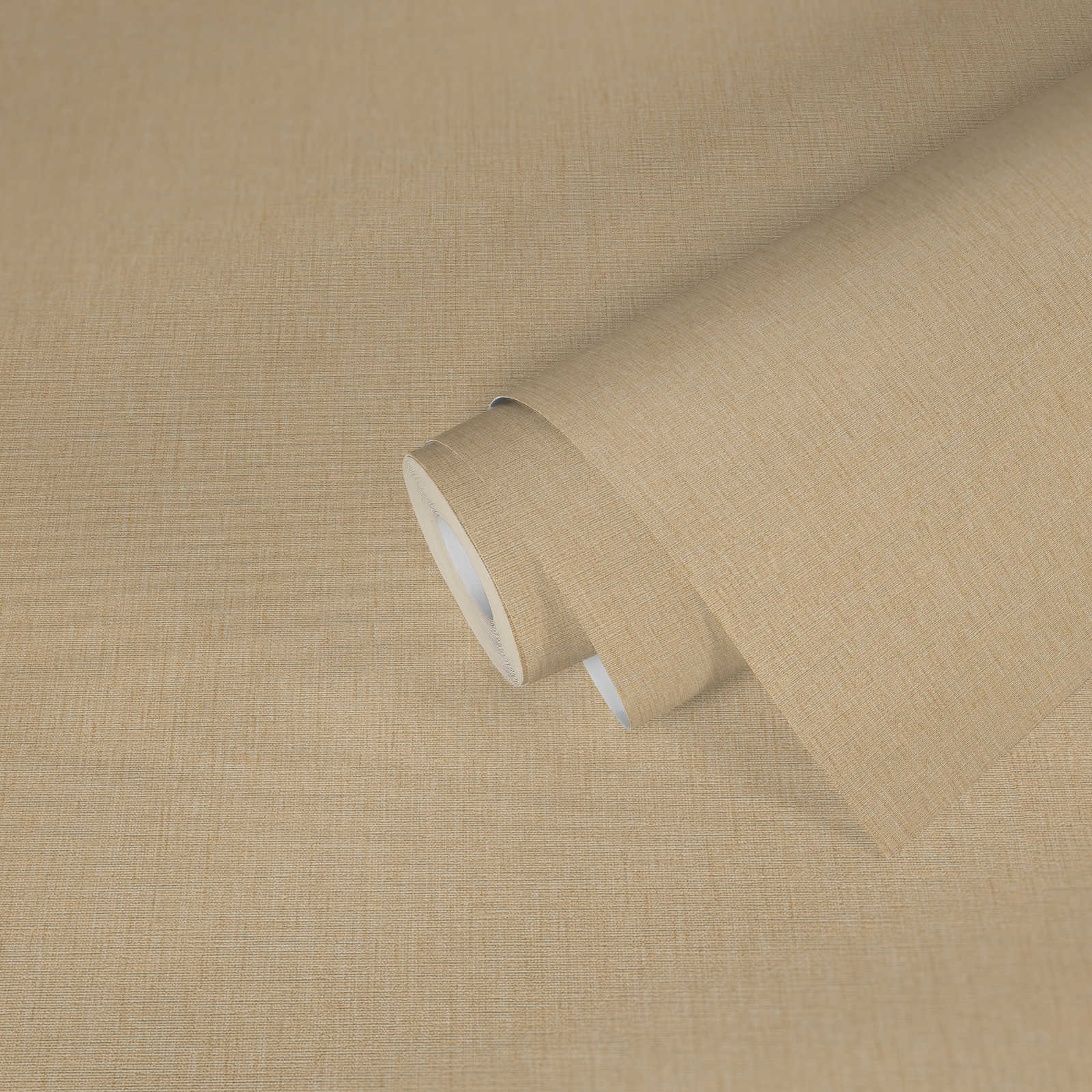            Non-woven wallpaper with a light textile look in a simple colour tone - Beige
        