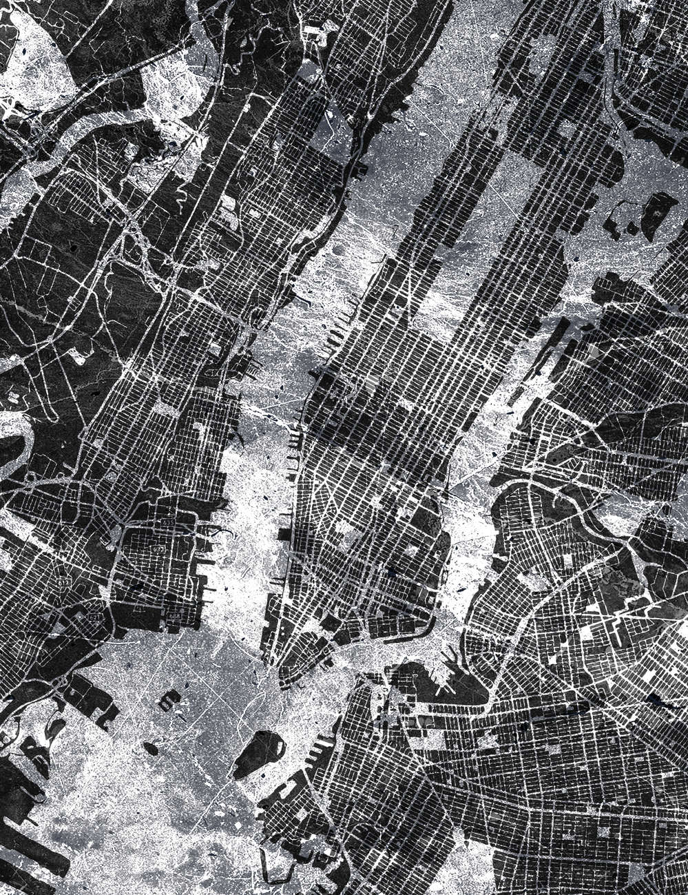             Stadsplattegrond - Zwart-wit stadsplattegrond in rustieke stijl
        