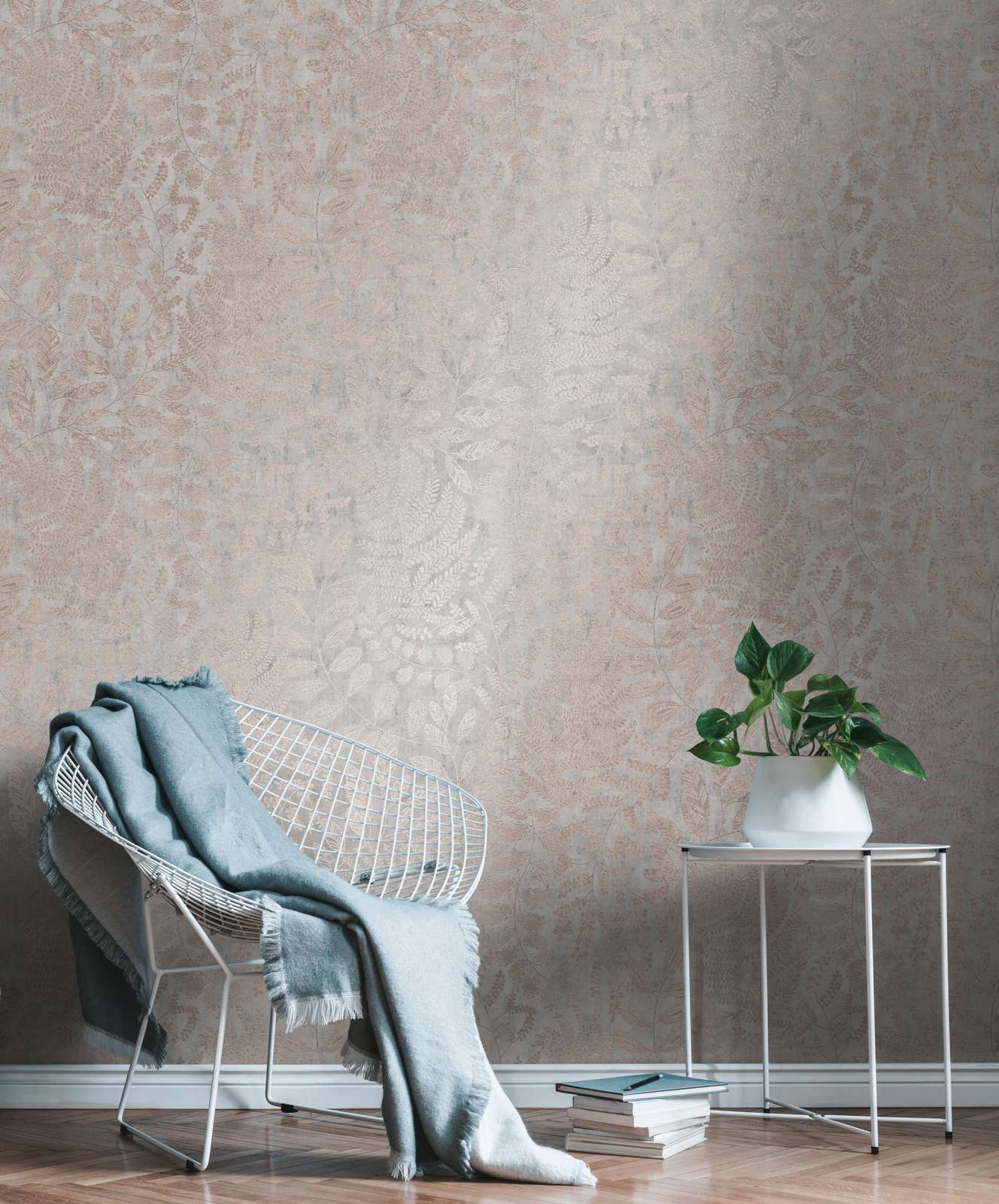             Metallic behangblad patroon in skandi stijl - grijs, metallic
        