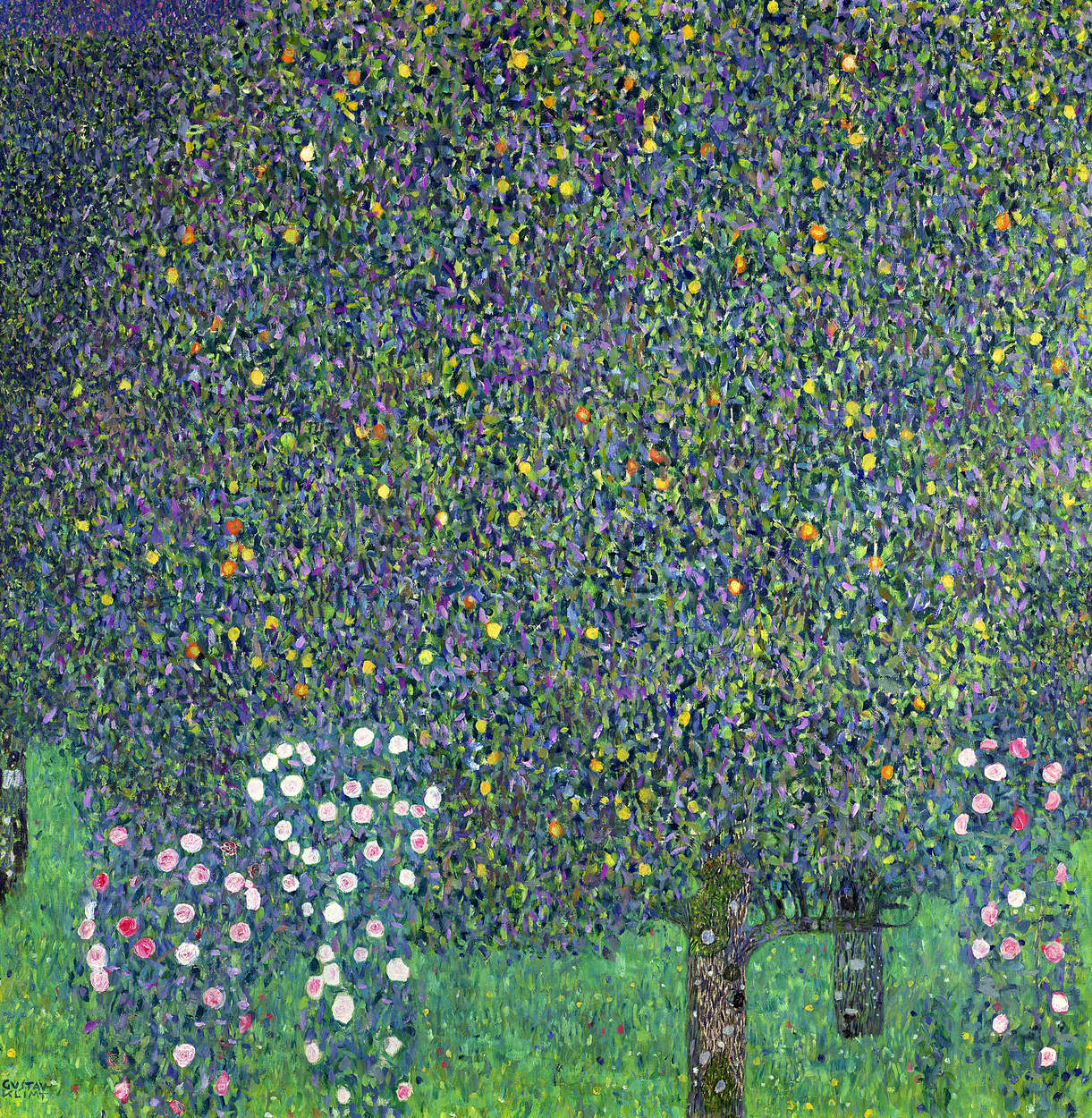             Papier peint panoramique "Roses sous les arbresum" de Gustav Klimt
        