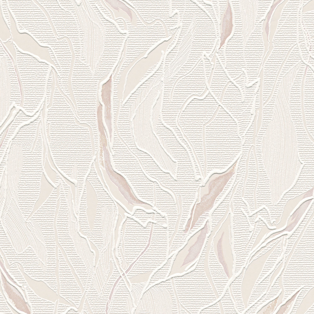             Papier peint à motifs abstrait avec gaufrage & structure de mousse - métallique, blanc
        