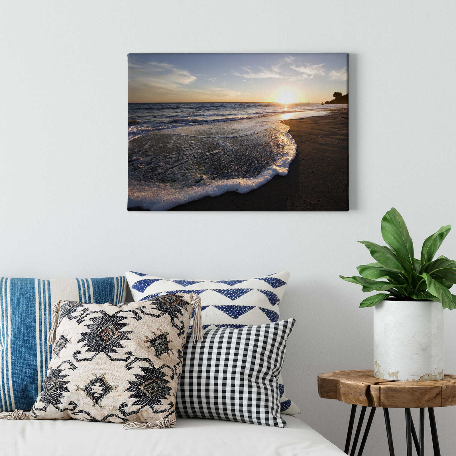             Canvas print bay at sunset, colourful
        